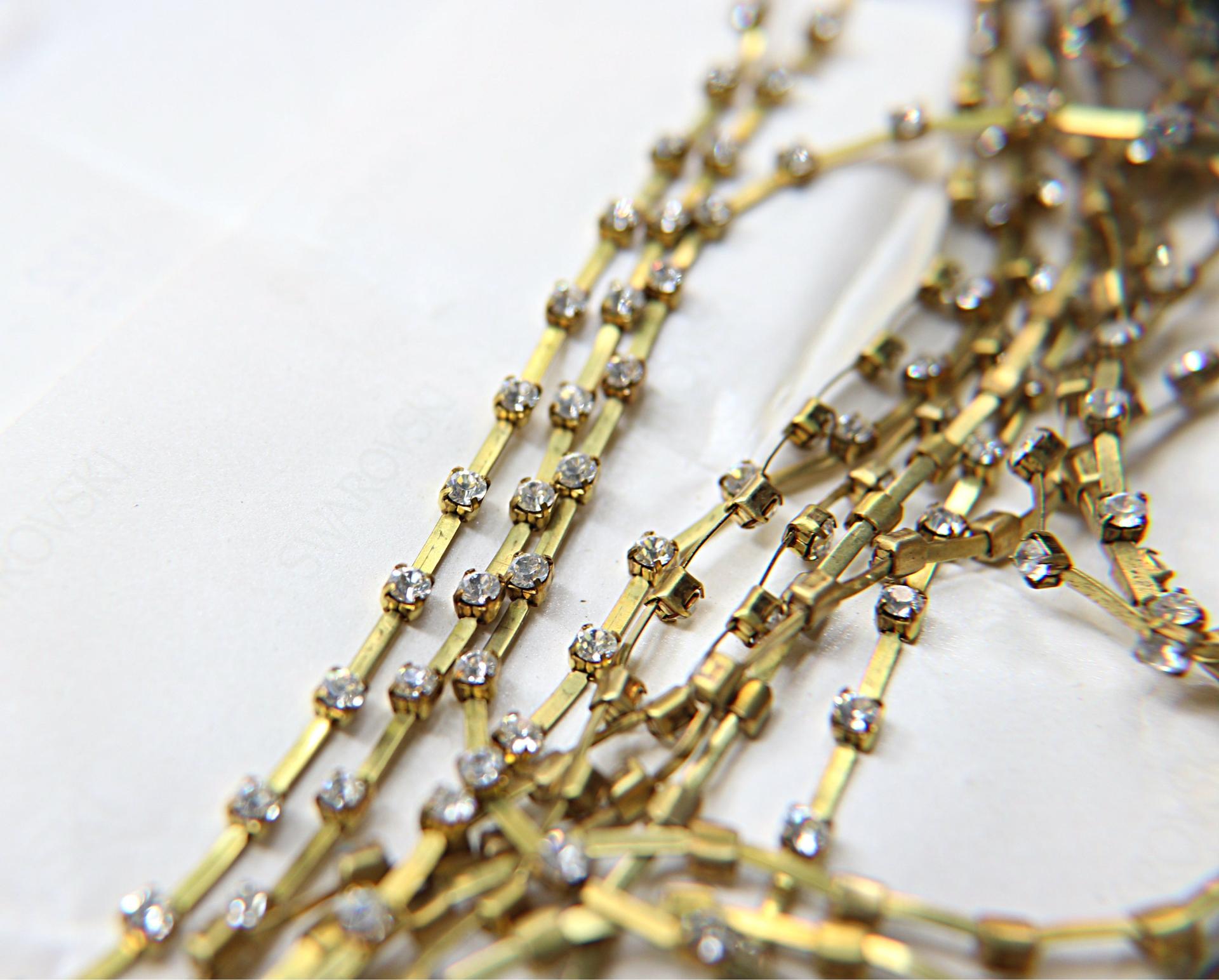 12 SS Vintage Fancy Rhinestone Chain Swarovski in Crystal 3mm 0.5/1/2/5 Meters Wedding Bridal Supplies|Jewelry Making|Decoration, vintage