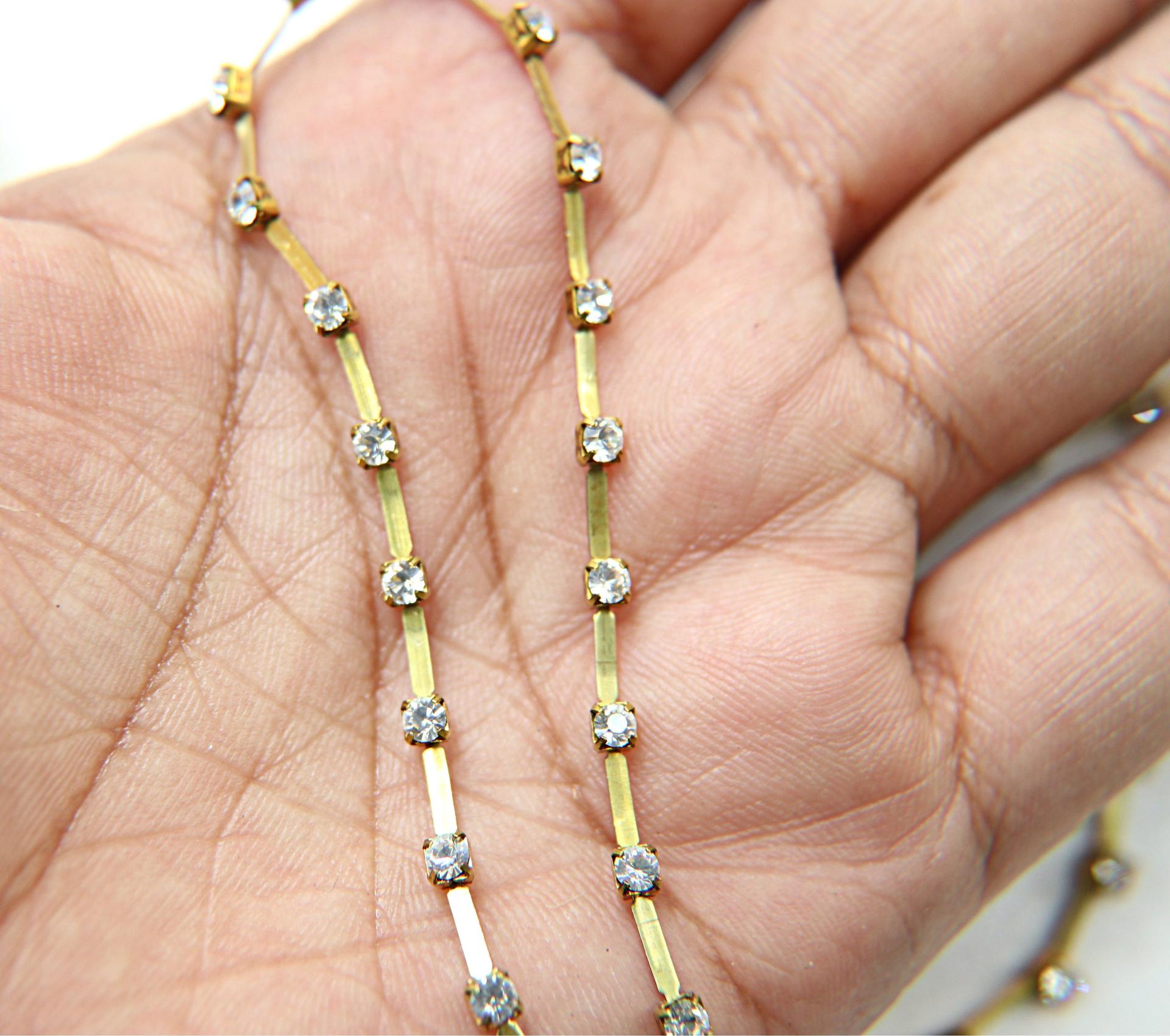 12 SS Vintage Fancy Rhinestone Chain Swarovski in Crystal 3mm 0.5/1/2/5 Meters Wedding Bridal Supplies|Jewelry Making|Decoration, vintage