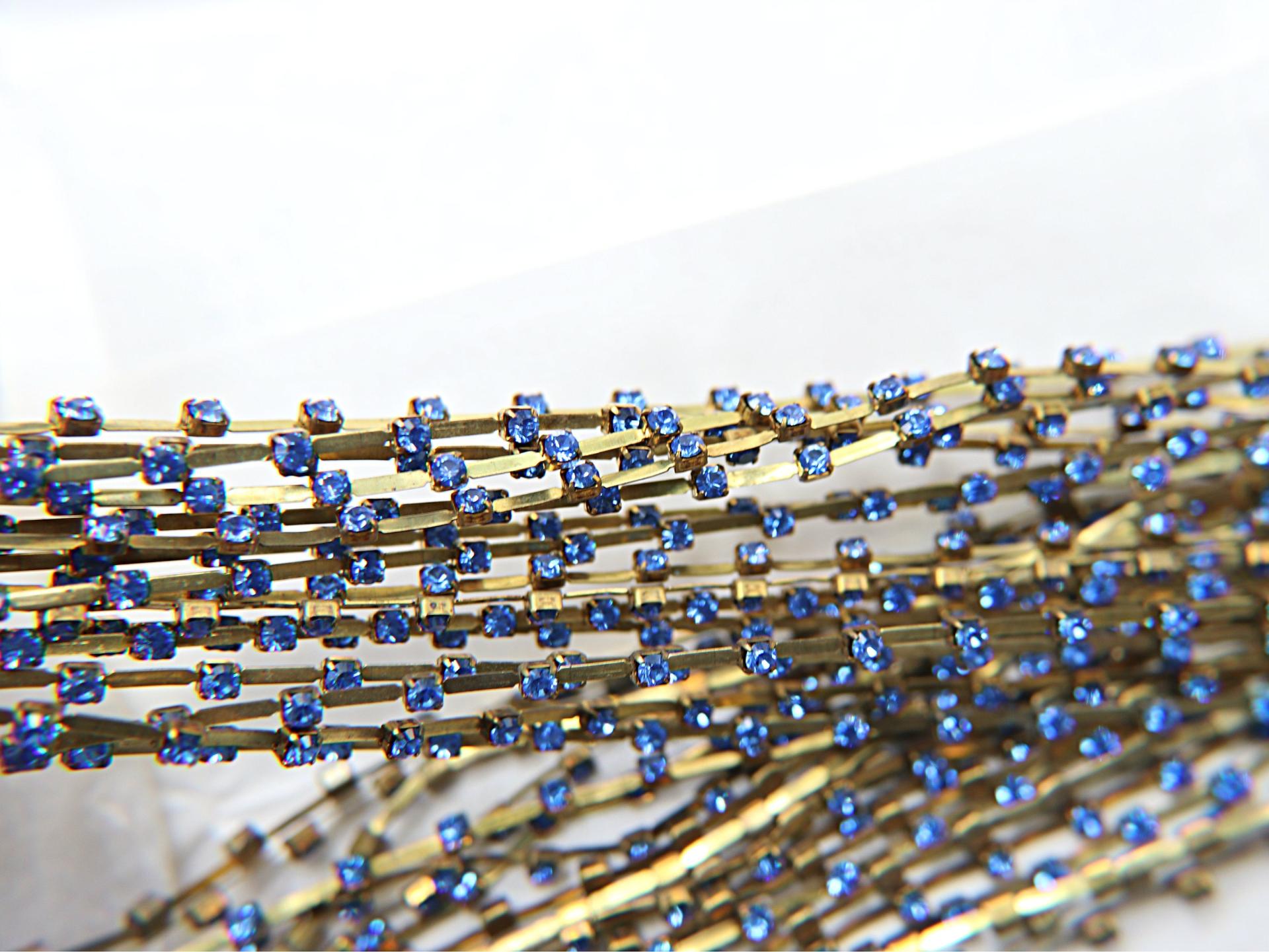 12 SS Vintage Fancy Rhinestone Chain Swarovski in Sapphire 3mm 0.5/1/2/5 Meters strass chains embroidery materials, wedding decorations