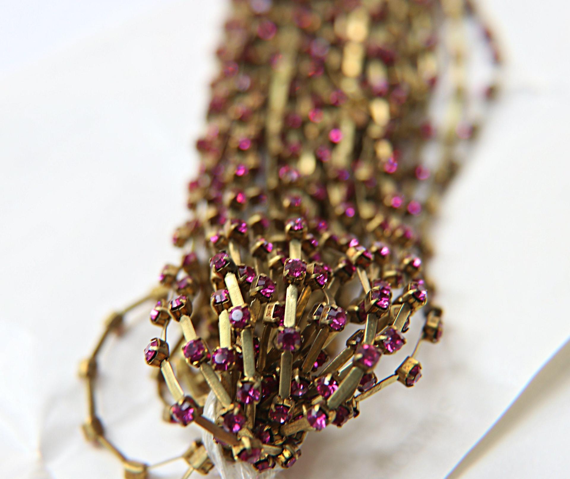 12 SS Vintage Fancy Rhinestone Chain Swarovski in Fuchsia 3mm 0.5/1/2/5 Meters embroidery materials, craft vintage findings, embellishments