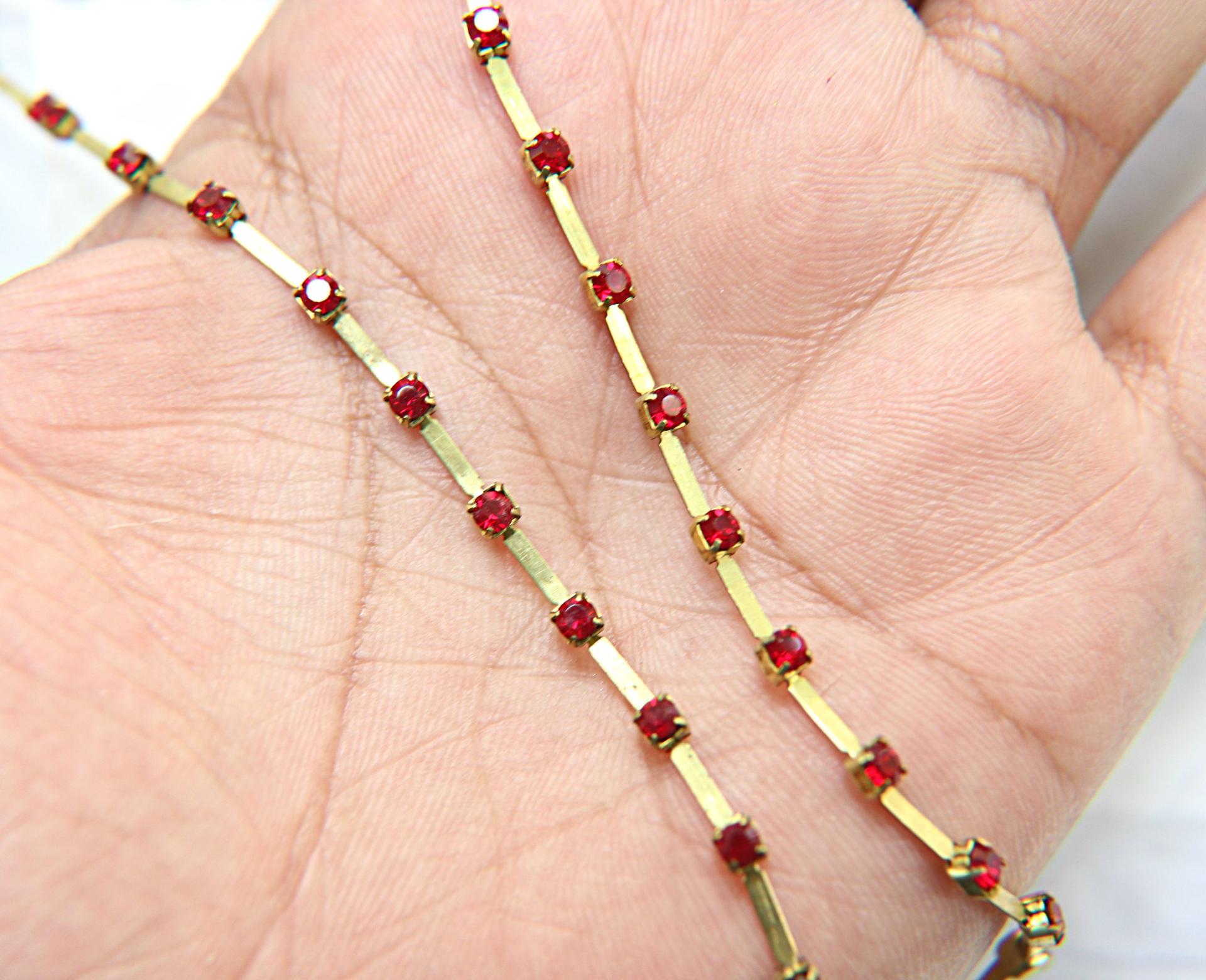 12 SS Vintage Fancy Rhinestone Chain Swarovski in Siam 3mm 0.5/1/2/5 Meters
