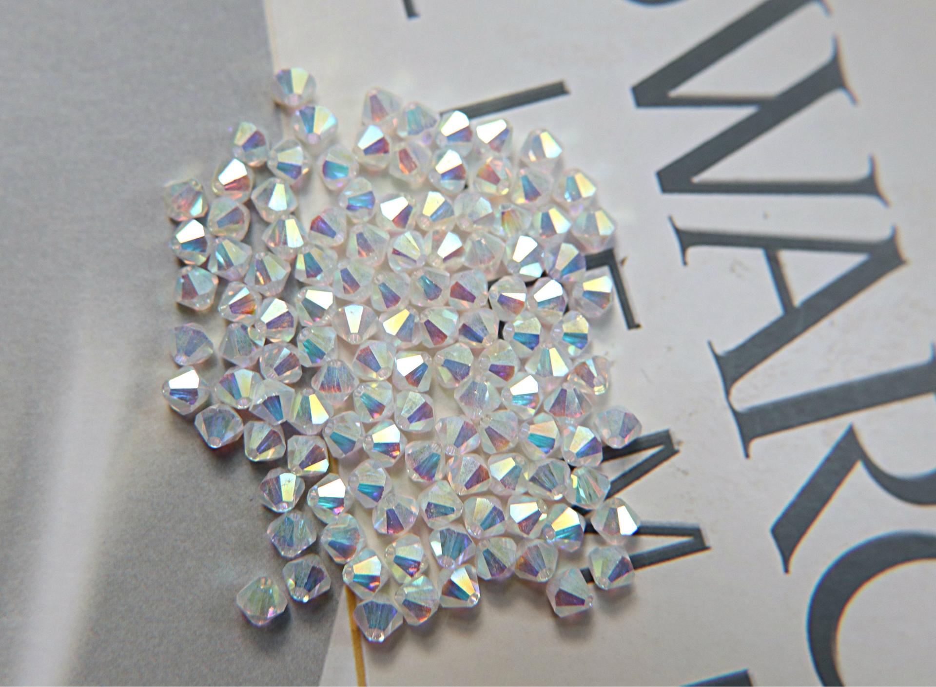 5mm Swarovski White Alabaster Aurore Boreale 2X FC Bicones 12/36/72/144/432/720 Pieces rainbow beads, couture embellishments, wedding deco