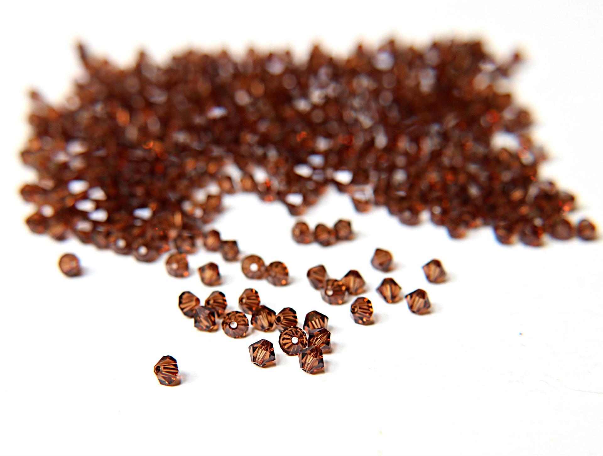 Smoked Topaz (2.5mm) Swarovski Bicone Xillion Cuts Beads 36/72/144/432/1000 Pieces (259) 5328 embellishments couture, jewelry making, rare