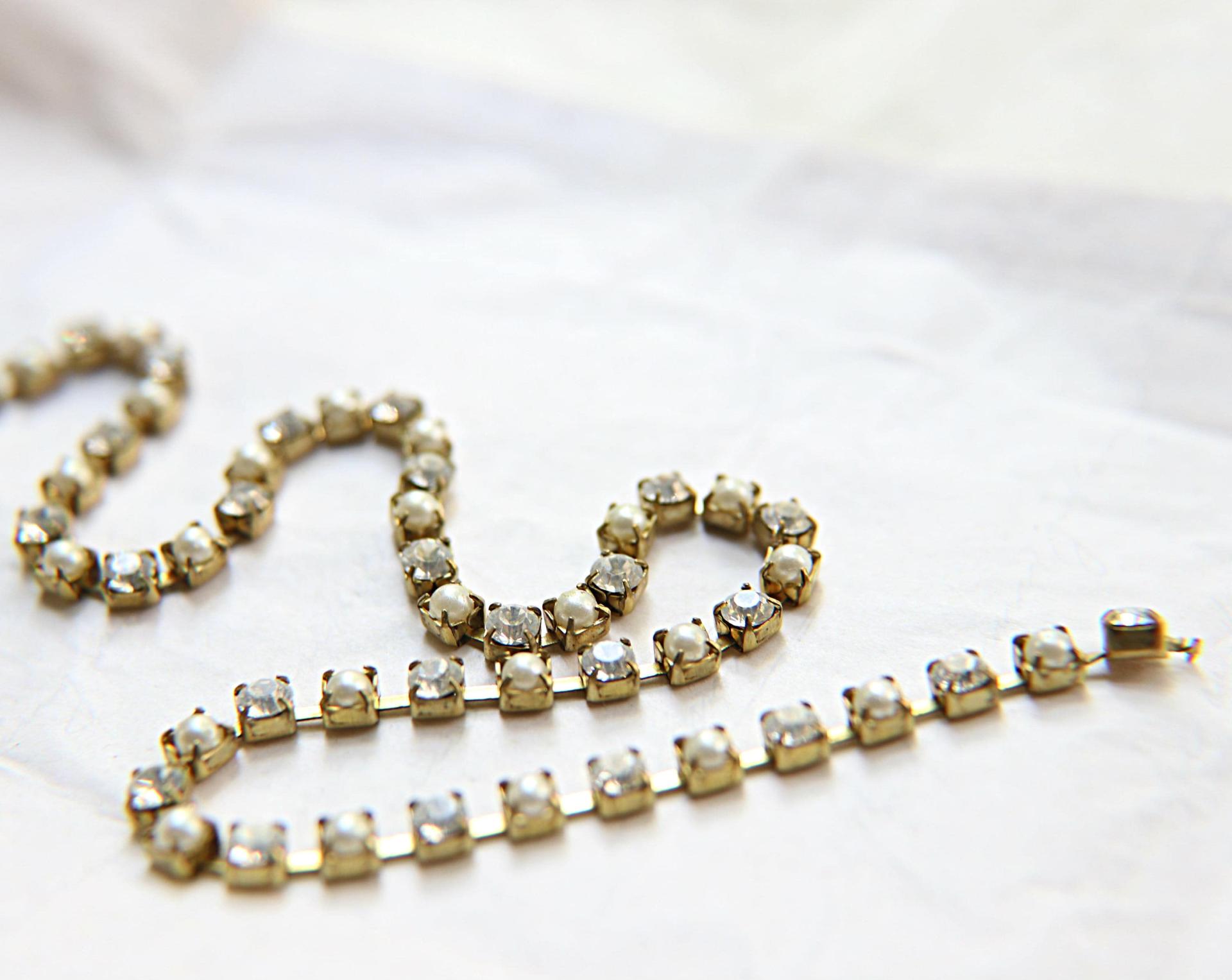 16ss Vintage Swarovski Rhinestone Chain in Crystal and Pearl (4mm) 0.5/1/2/5/15 Meters Wedding Bridal Supplies|Jewelry Making|Decoration