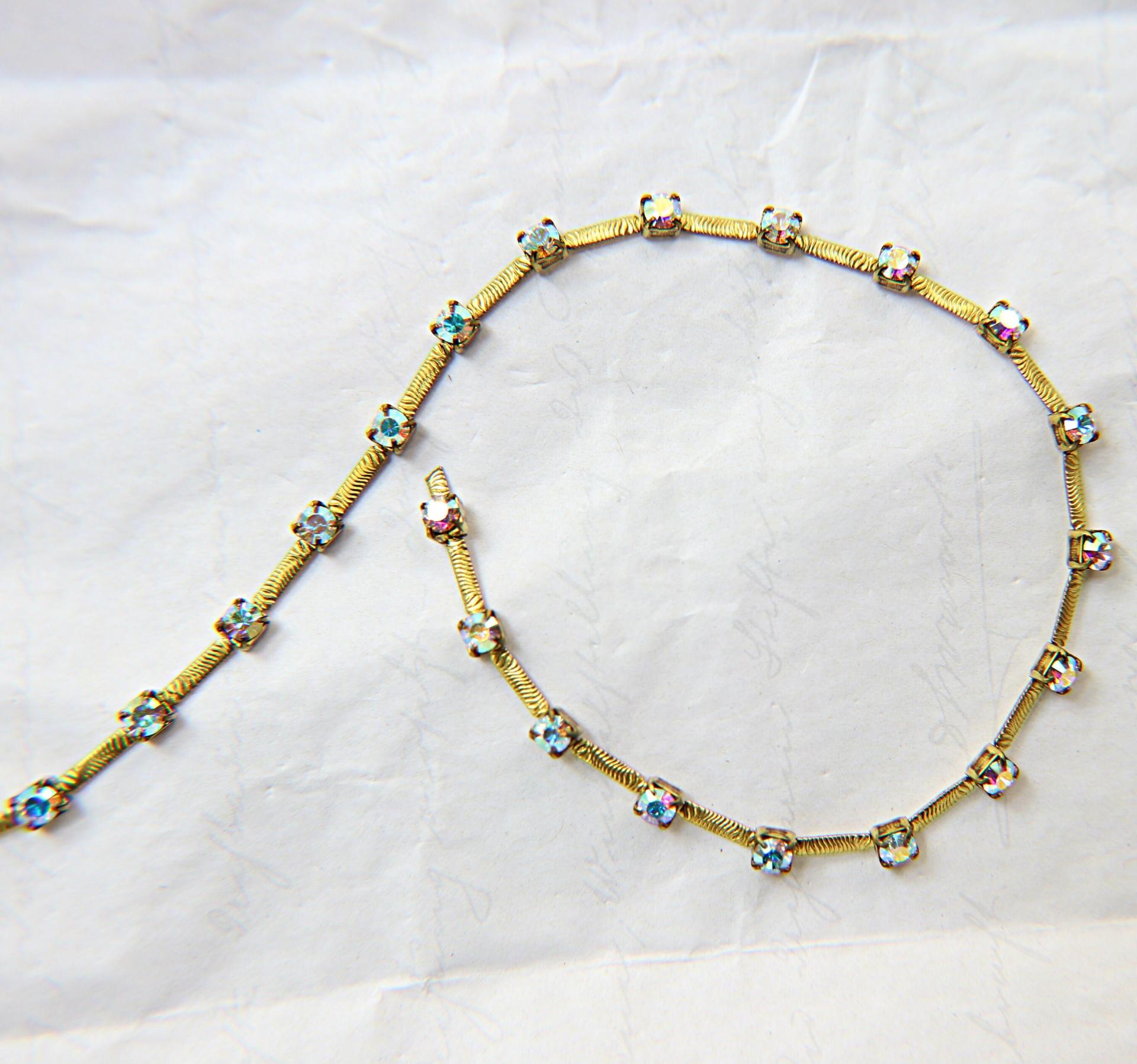 12 SS Vintage Fancy Rhinestone Chain Swarovski in Crystal Aurore Boreale 3mm 0.5/1/2/5 Mtr Wedding Bridal Supplies|Jewelry Making|Decoration