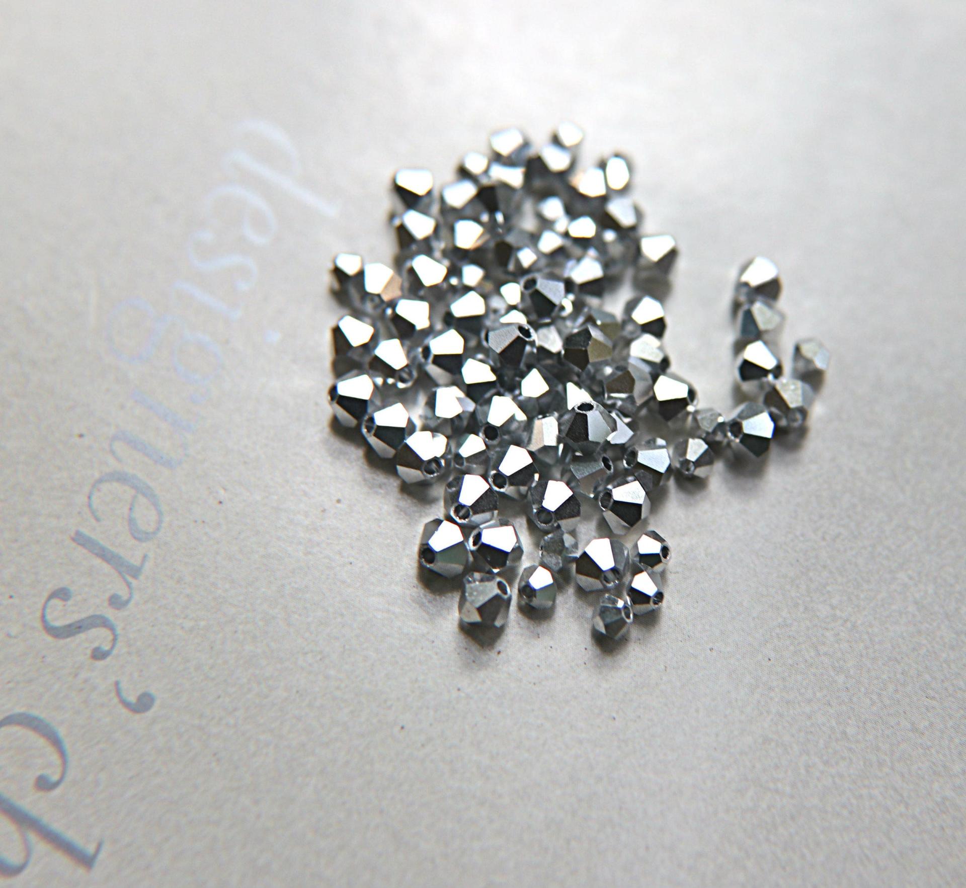 3mm Swarovski Crystal Metallic Crystal Comet Argent Light 2X FC Bicone beads 36/72/144/432/720 Pieces jewelry making, embroidery materials
