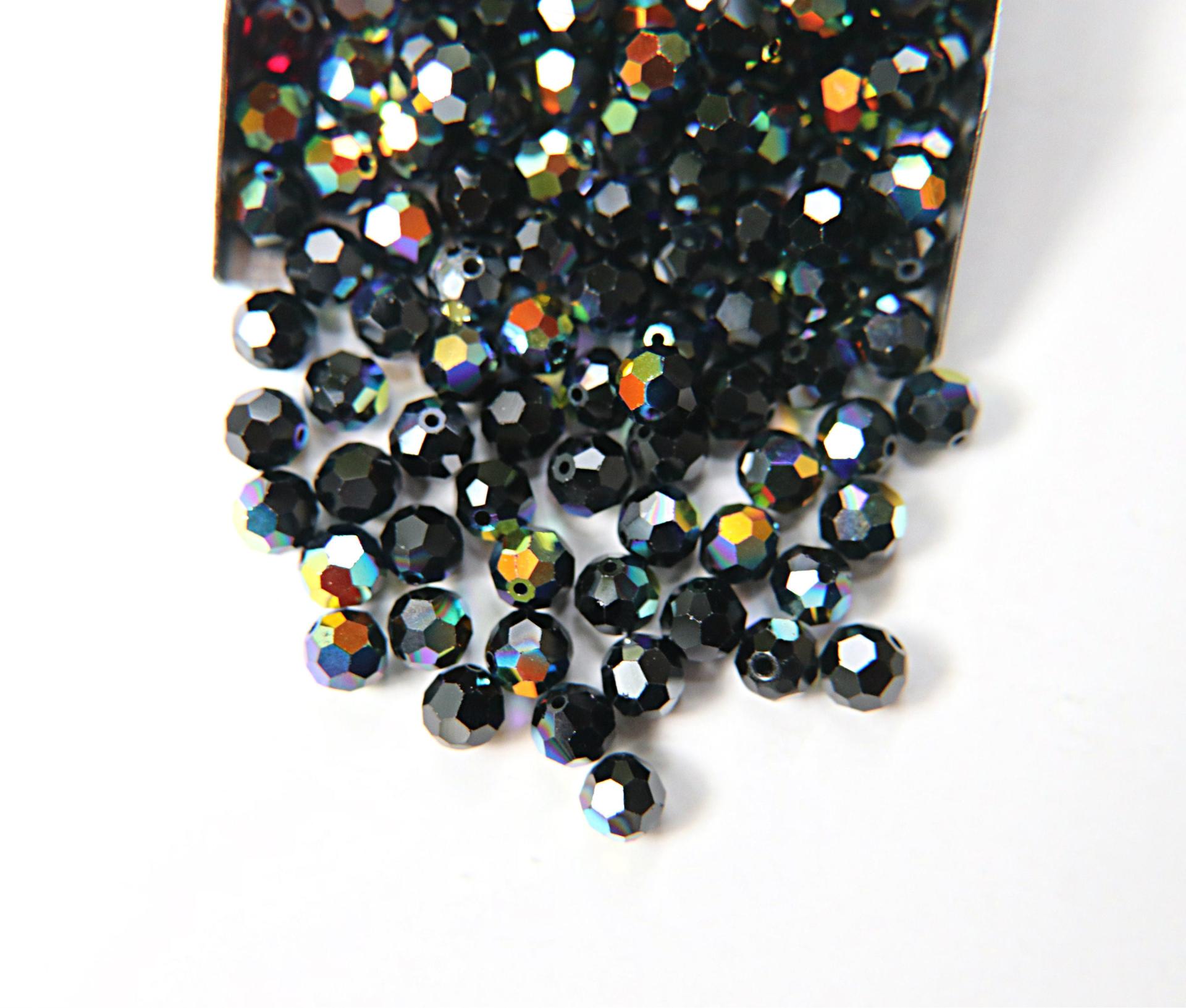 6mm Swarovski Elements Article 5000 JET Aurore Boreale Faceted Round Beads 6/12/36/172/44/288/720 Pieces