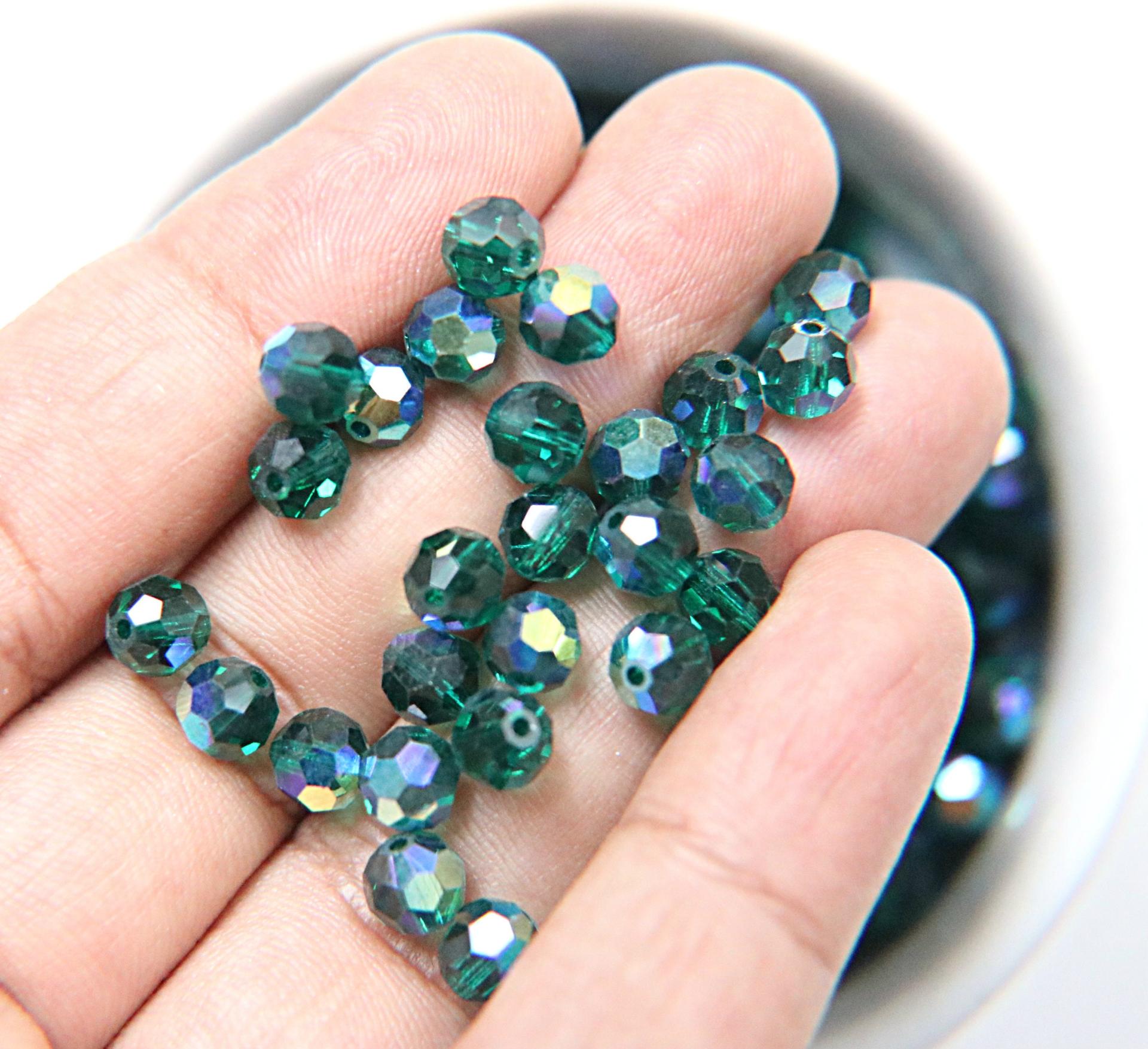 6mm Swarovski Elements Article 5000 Emerald Aurore Boreale Faceted Round Beads 6/12/36/172/44/288/720 Pieces
