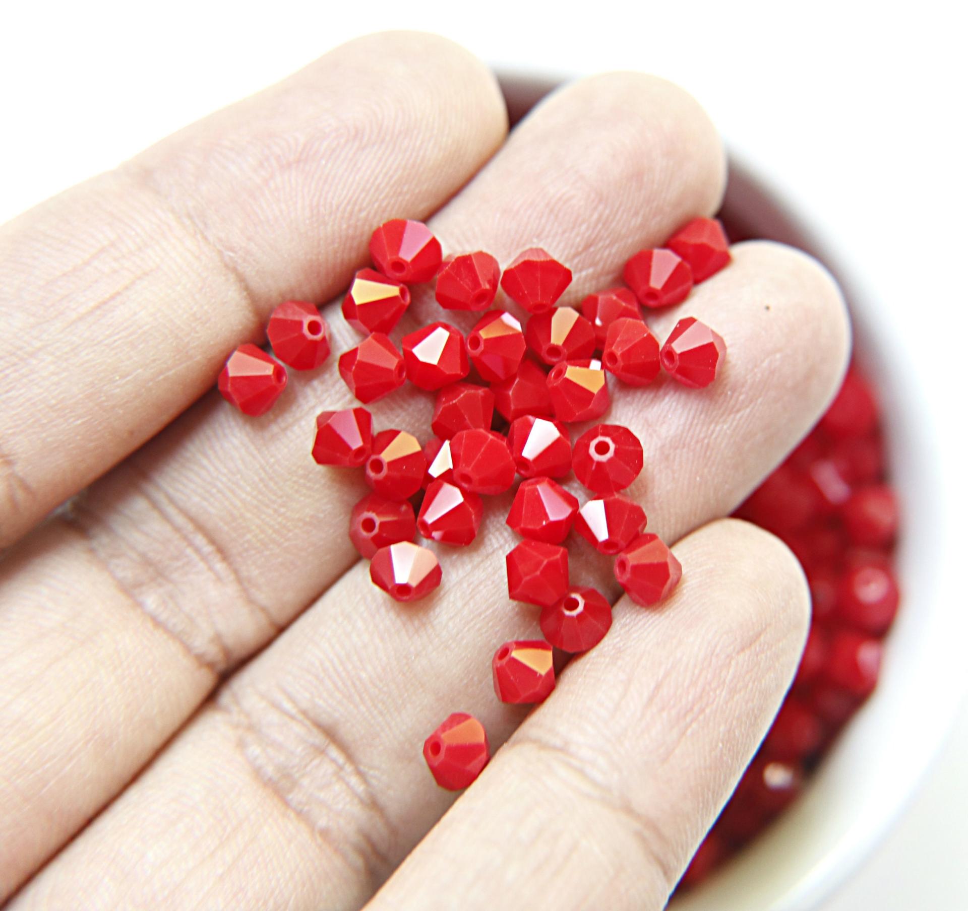 4/5MM Dark Red Coral Swarovski Bicone beads 12/36/72/144/432/720 Pieces (396) red beads, vintage findings, craft supplies, quality findings