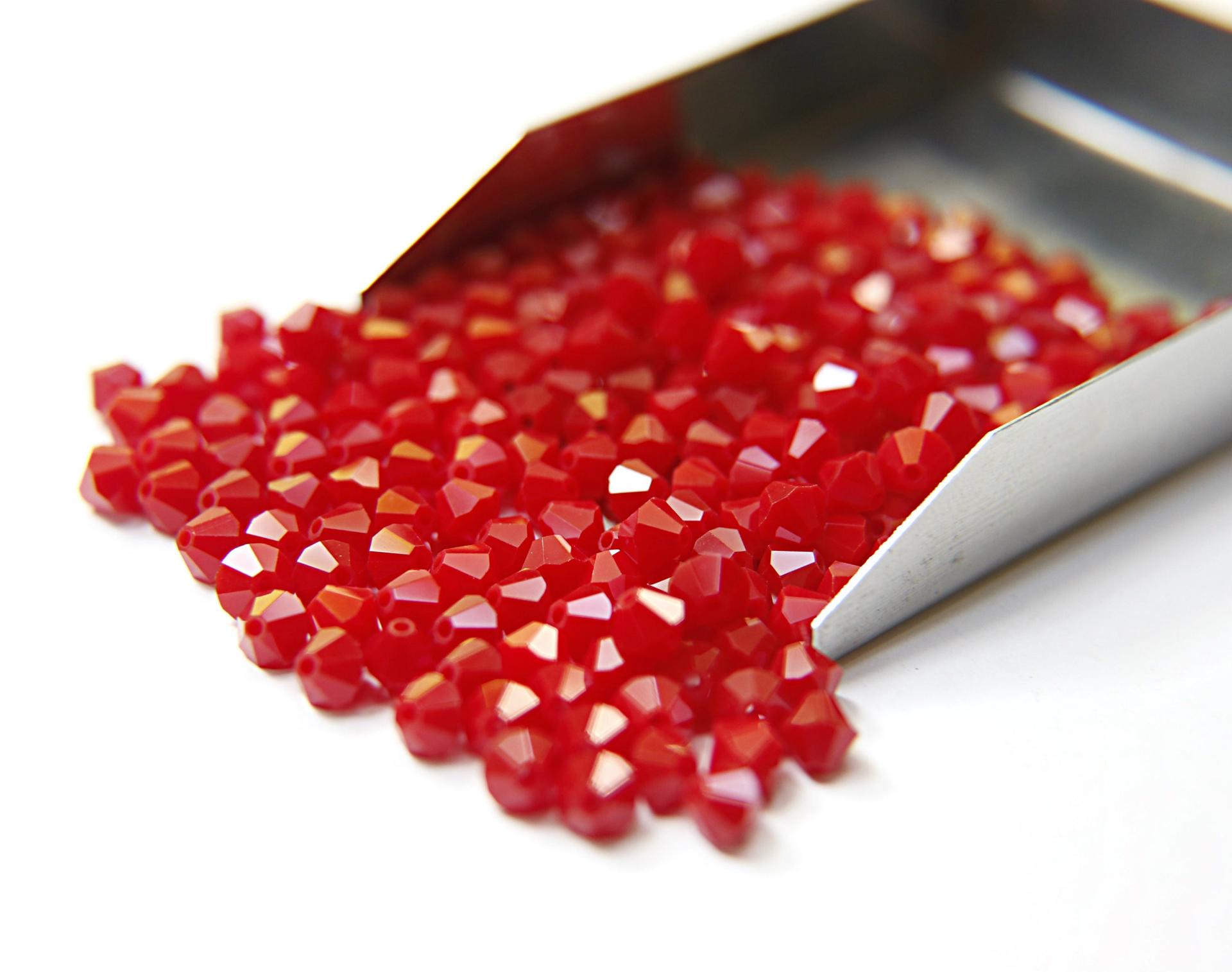 4/5MM Dark Red Coral Swarovski Bicone beads 12/36/72/144/432/720 Pieces (396) red beads, vintage findings, craft supplies, quality findings