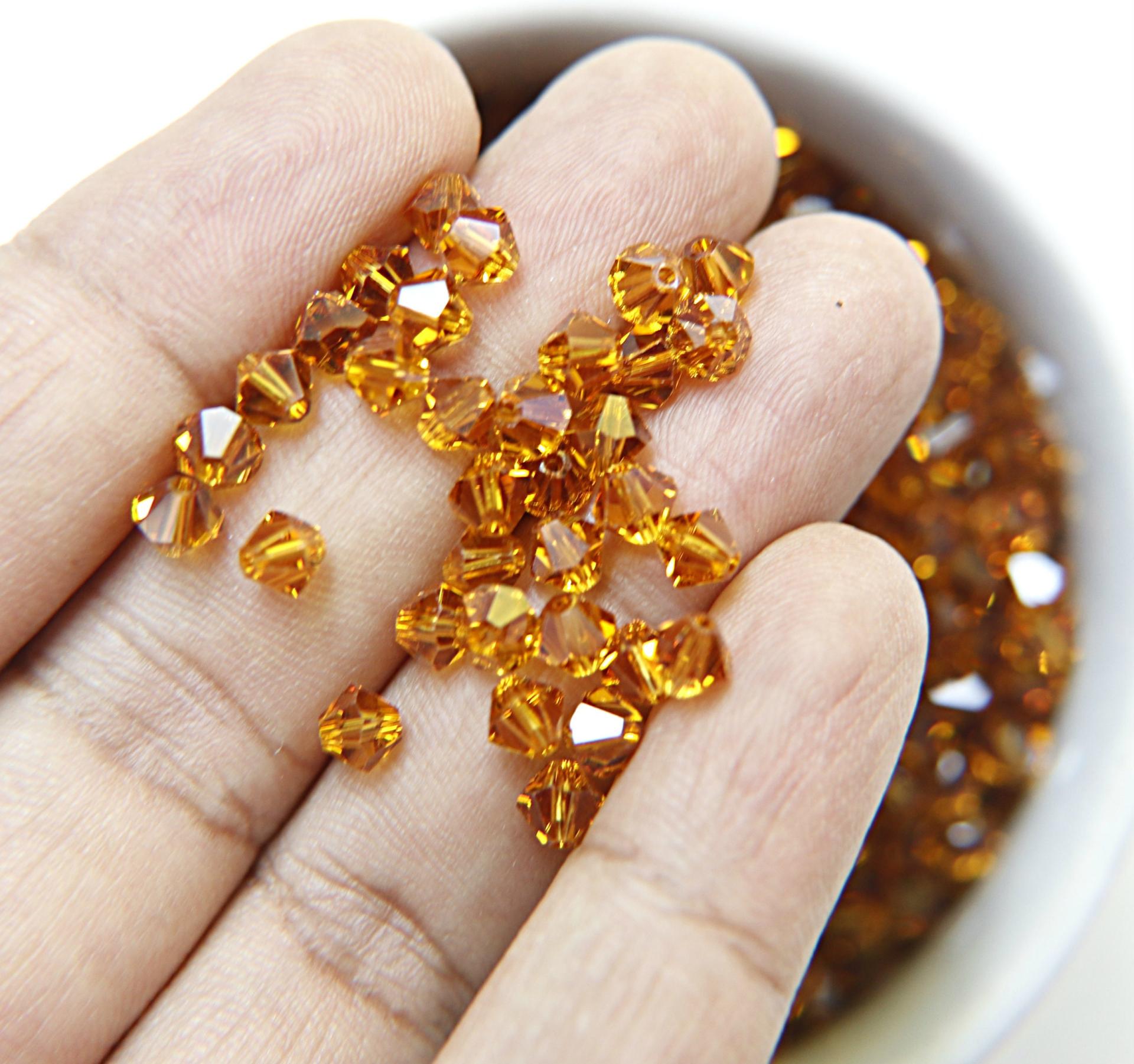 4/5mm Topaz Swarovski Bicone 12/36/72/144/432/720 Pieces (203) jewelry making beads, rare findings, embroidery materials, earrings beads