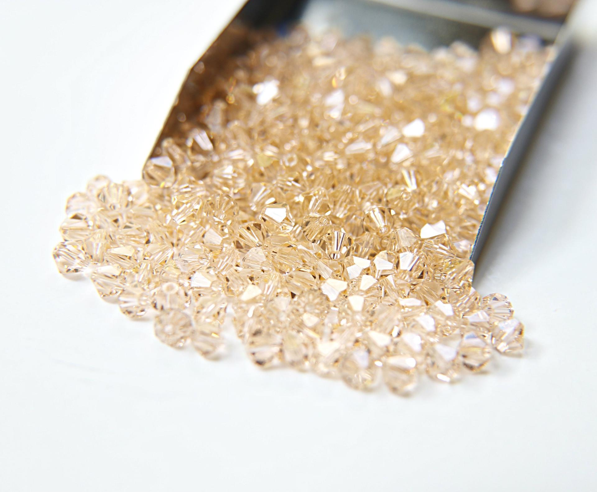 4/5mm Light Peach Swarovski Bicone 12/36/72/144/432/720 Pieces jewelry making beads, craft supplies, embellishments, wedding decor