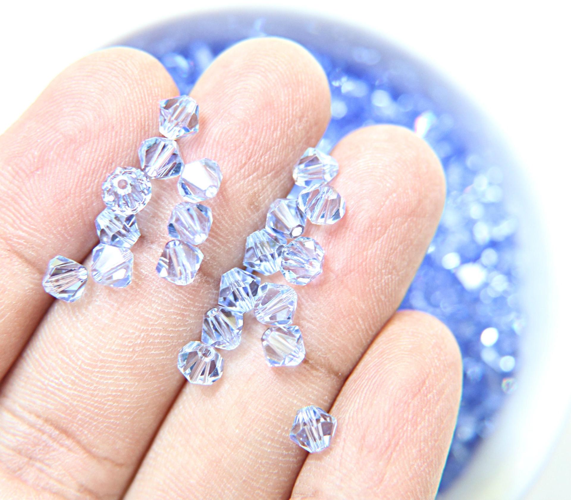 4/5mm Light Sapphire Swarovski Bicone 12/36/72/144/432/720 Pieces jewelry making beads, embroidery materials, craft supplies
