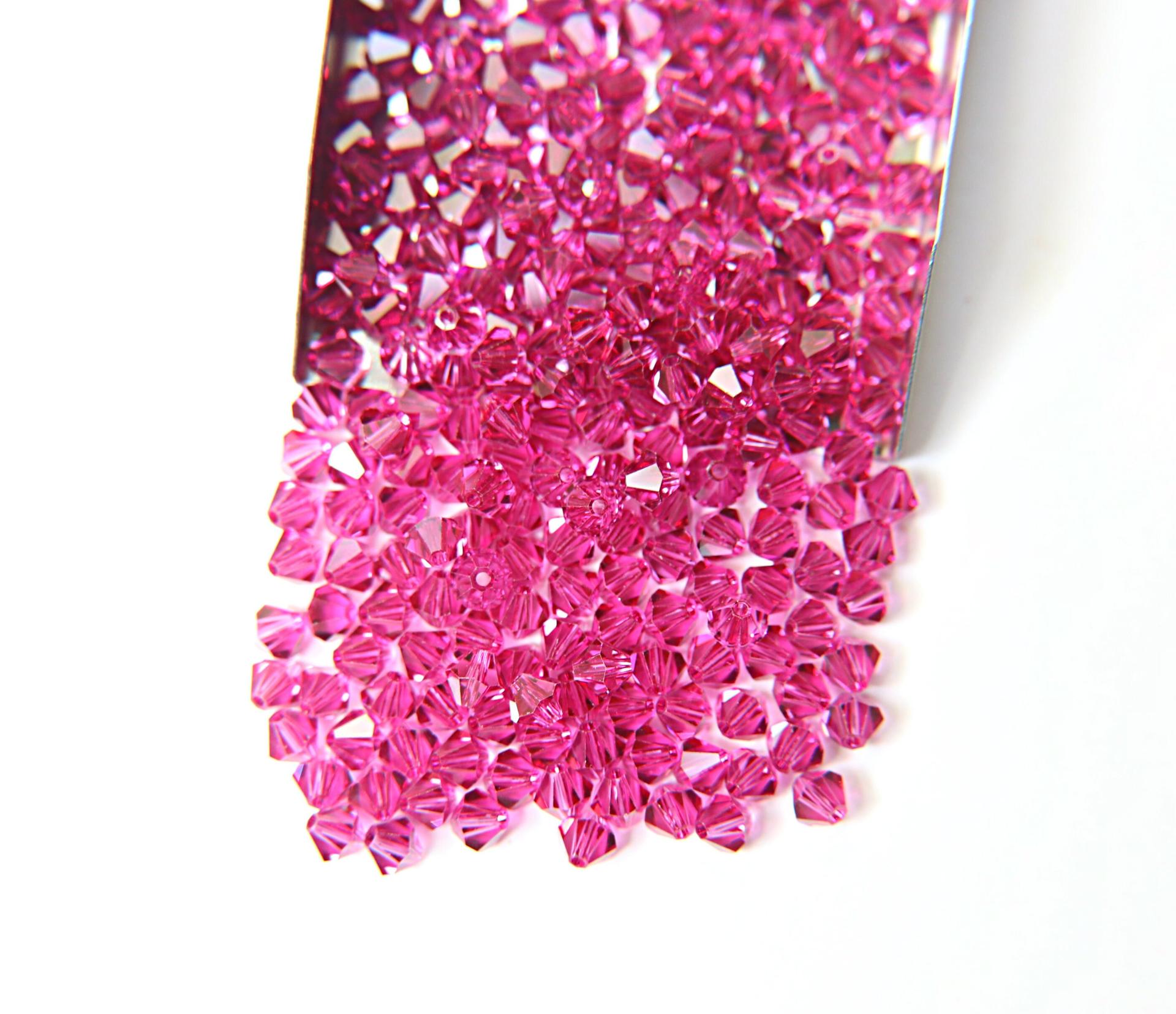 4/5mm Fuchsia Swarovski Bicones 12/36/72/144/432/720 Pieces (502) jewelry making beads, embroidery materials, jewelry making