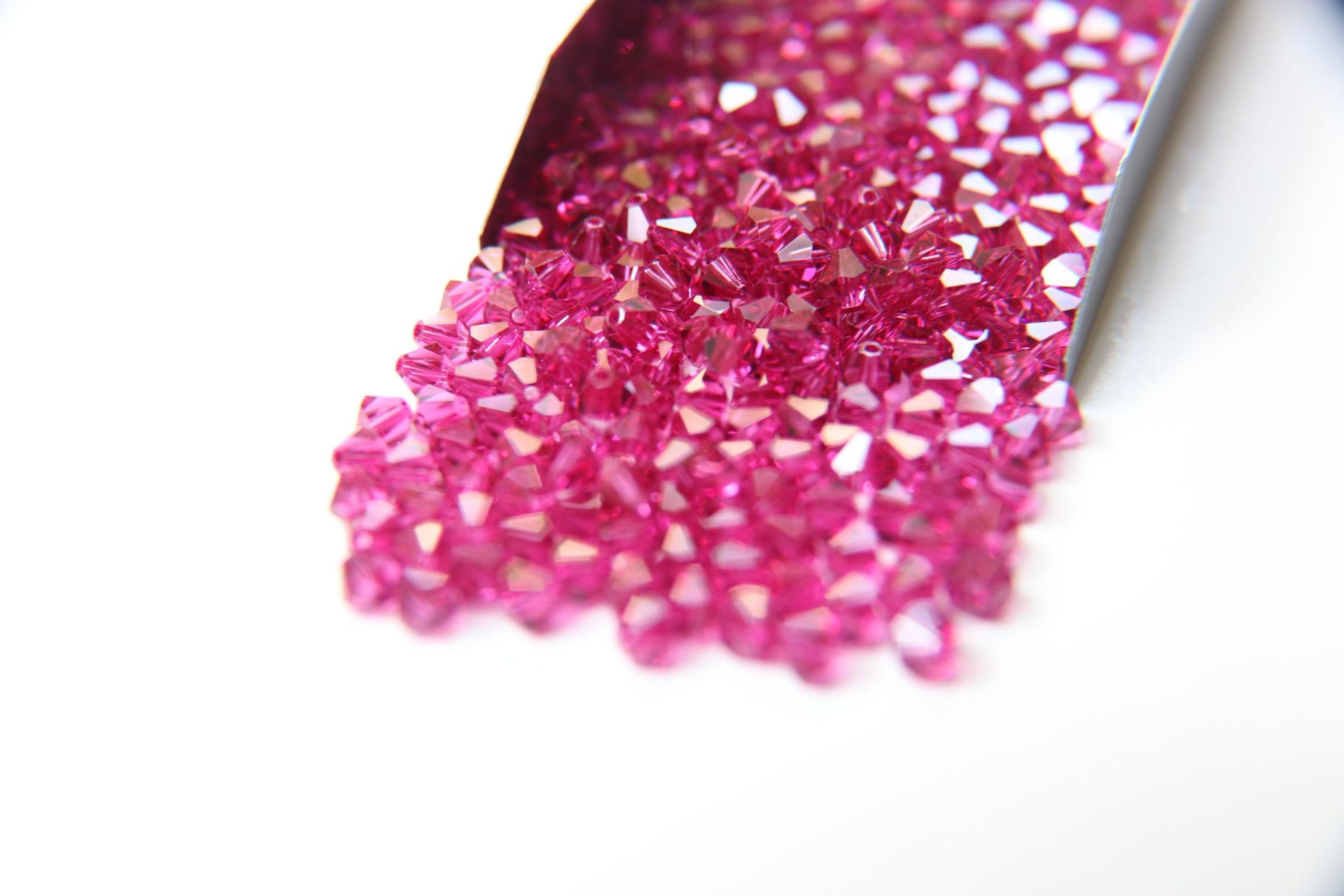 4/5mm Fuchsia Swarovski Bicones 12/36/72/144/432/720 Pieces (502) jewelry making beads, embroidery materials, jewelry making