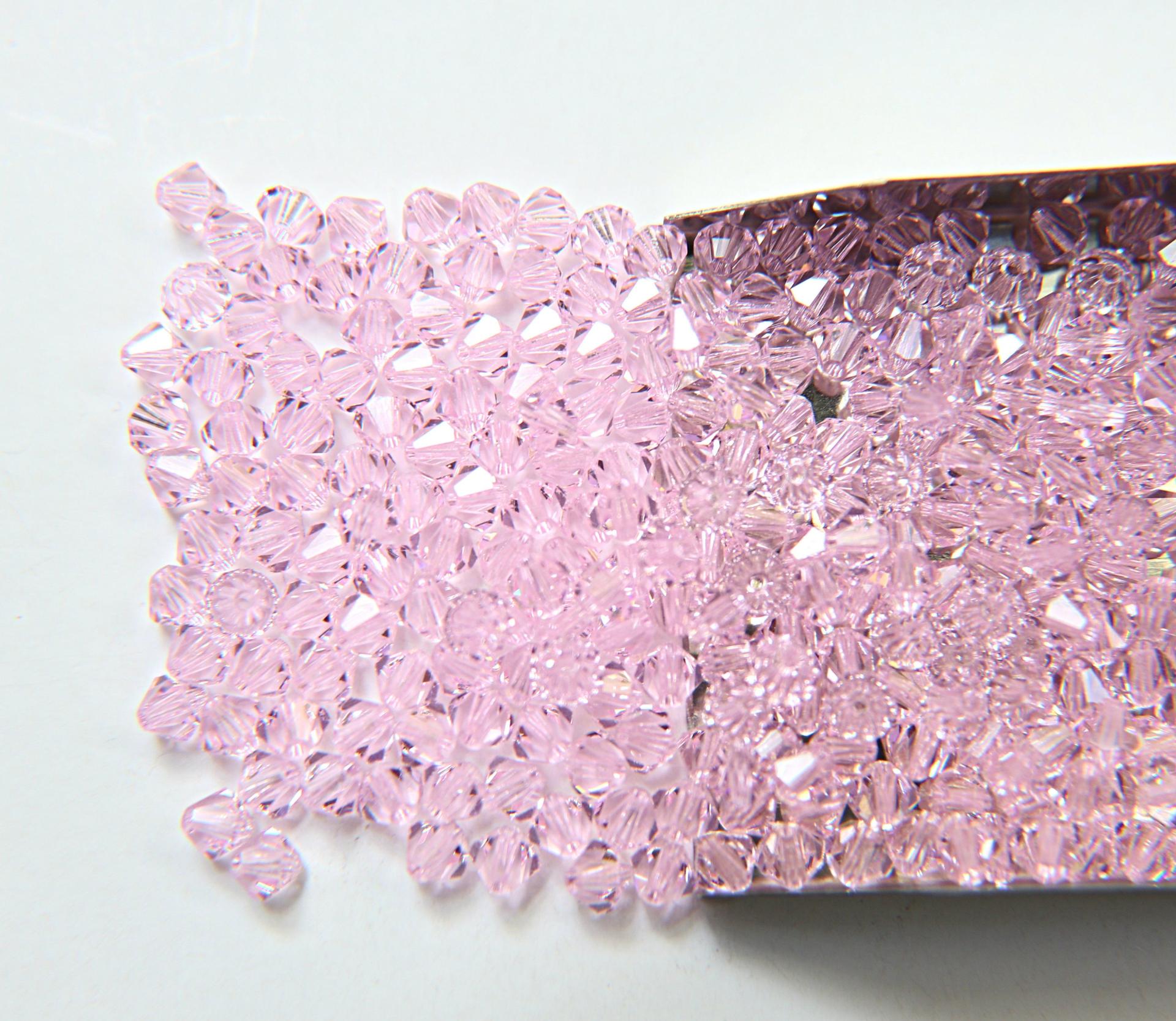 4/5mm Rosaline Swarovski Bicone 12/36/72/144/432/720 Pieces (508) jewelry making beads, vintage findings, wedding decorations