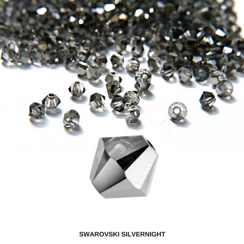 6mm Crystal Silver Night Bicone Beads Cuts 20 Gross (2880 Pieces) embroidery materials, craft vintage findings, rare embellishments