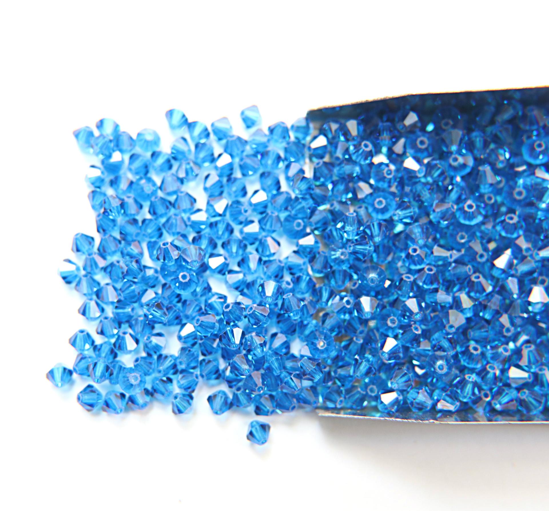 4mm Capri Blue Swarovski Bicone 36/72/144/432/720 Pieces (243) jewelry making beads jewelry supplies, embroidery materials, craft supply
