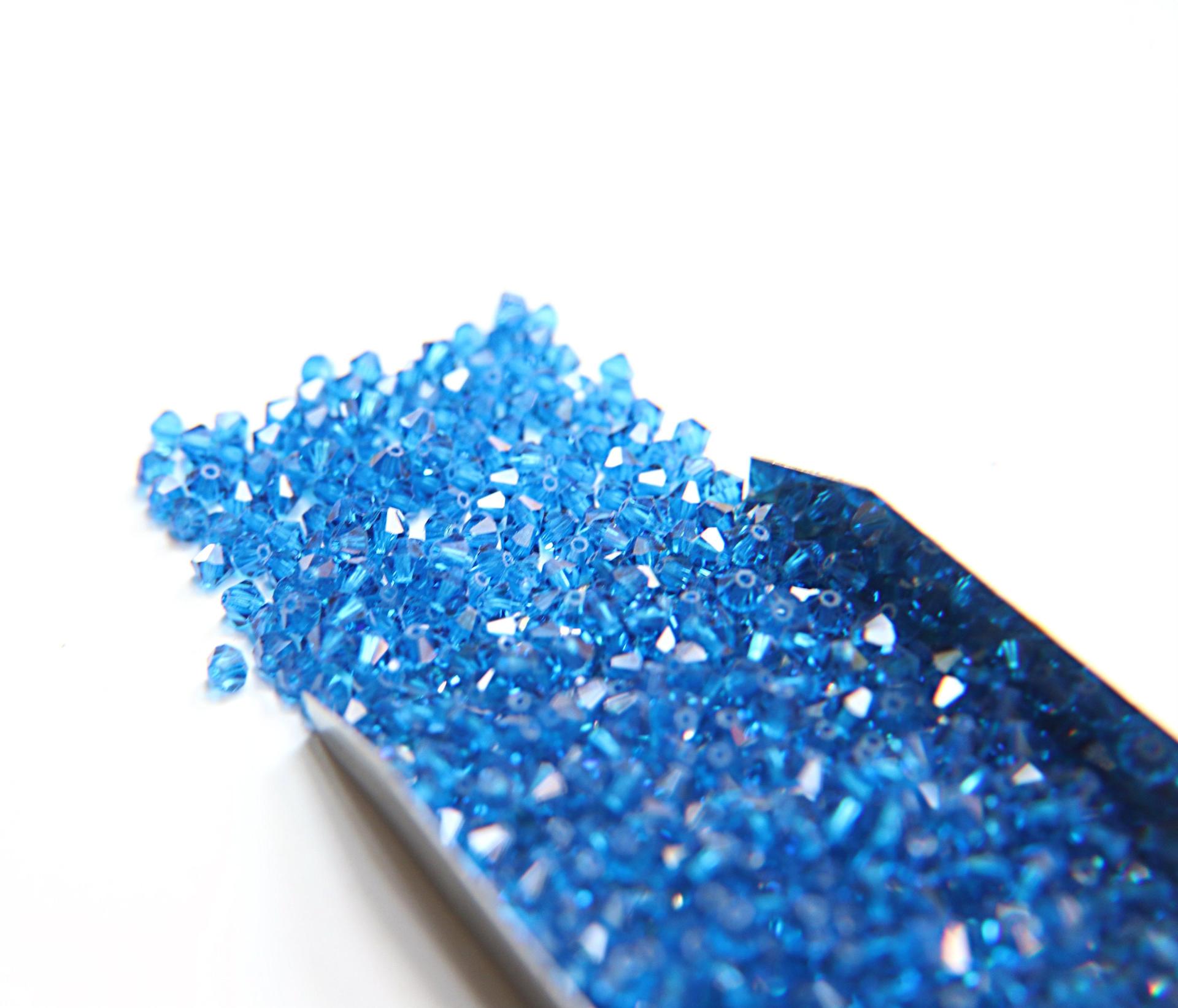4mm Capri Blue Swarovski Bicone 36/72/144/432/720 Pieces (243) jewelry making beads jewelry supplies, embroidery materials, craft supply
