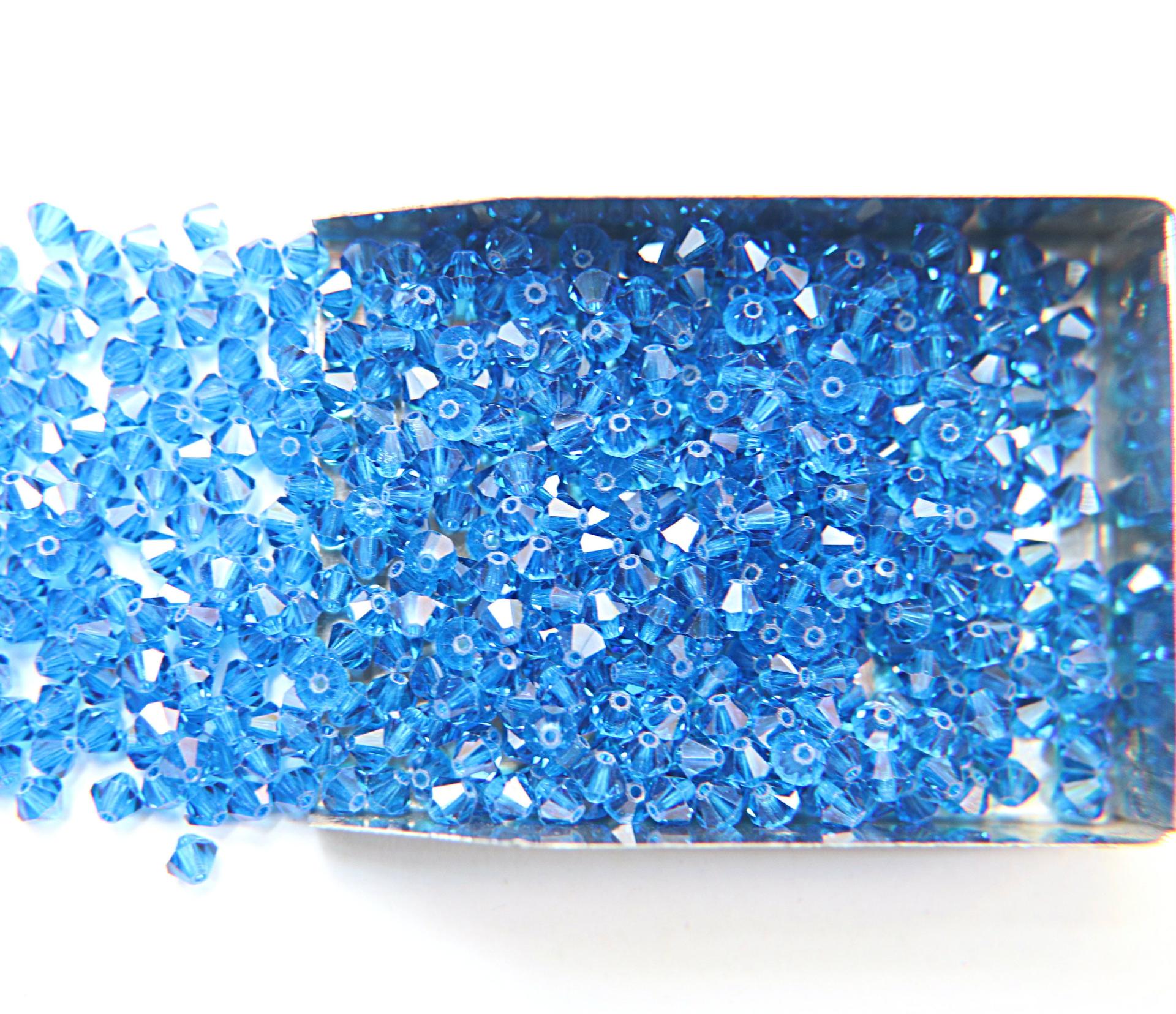 4mm Capri Blue Swarovski Bicone 36/72/144/432/720 Pieces (243) jewelry making beads jewelry supplies, embroidery materials, craft supply