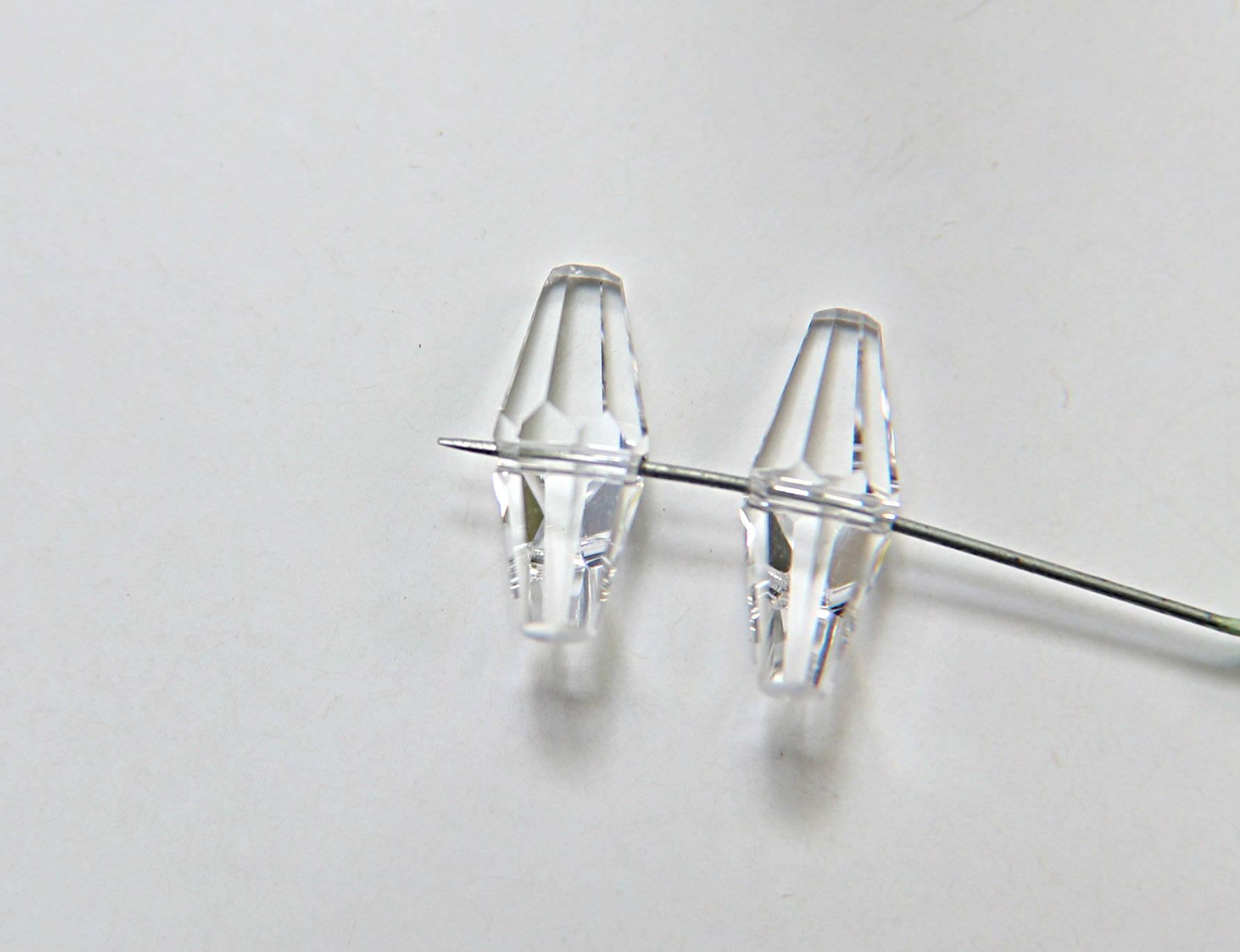 6x15 MM Crystal Preciosa elongated bicone beads centre hole Vintage 6/24/72 Pieces Article 451 53 384 fancy beads, PREMIUM MATERIALS