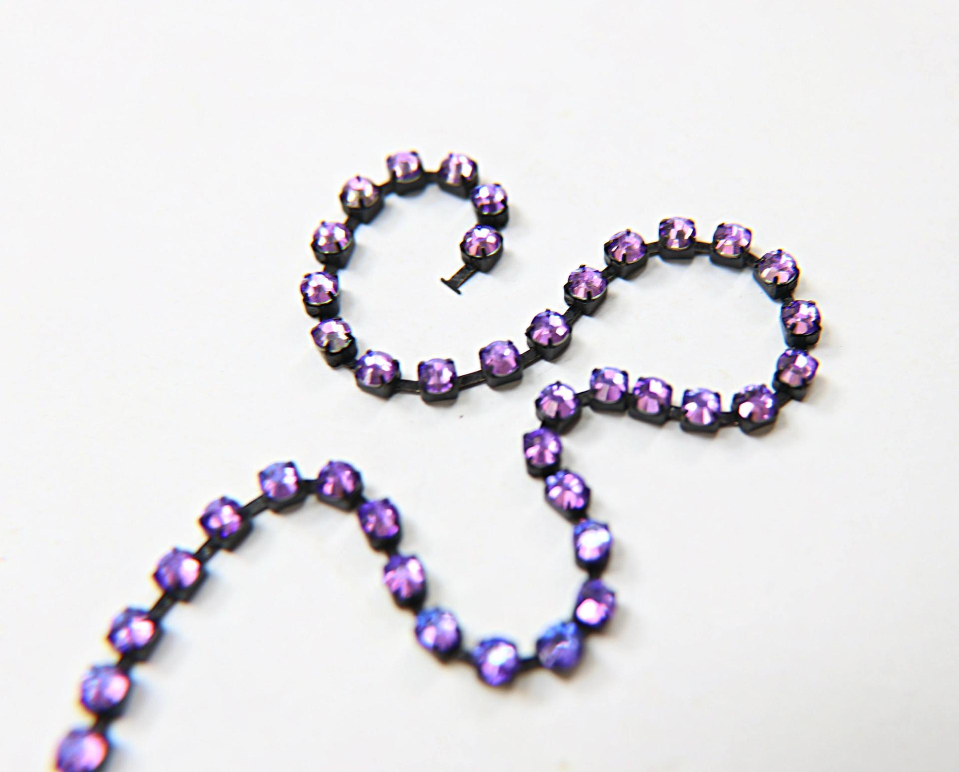 16ss Swarovski 2088 Chain Flat Back Crystal Heliotrope 4mm 0.5/1/2/5 Meters Vintage Black Settings Wedding Supplies|Jewelry Making