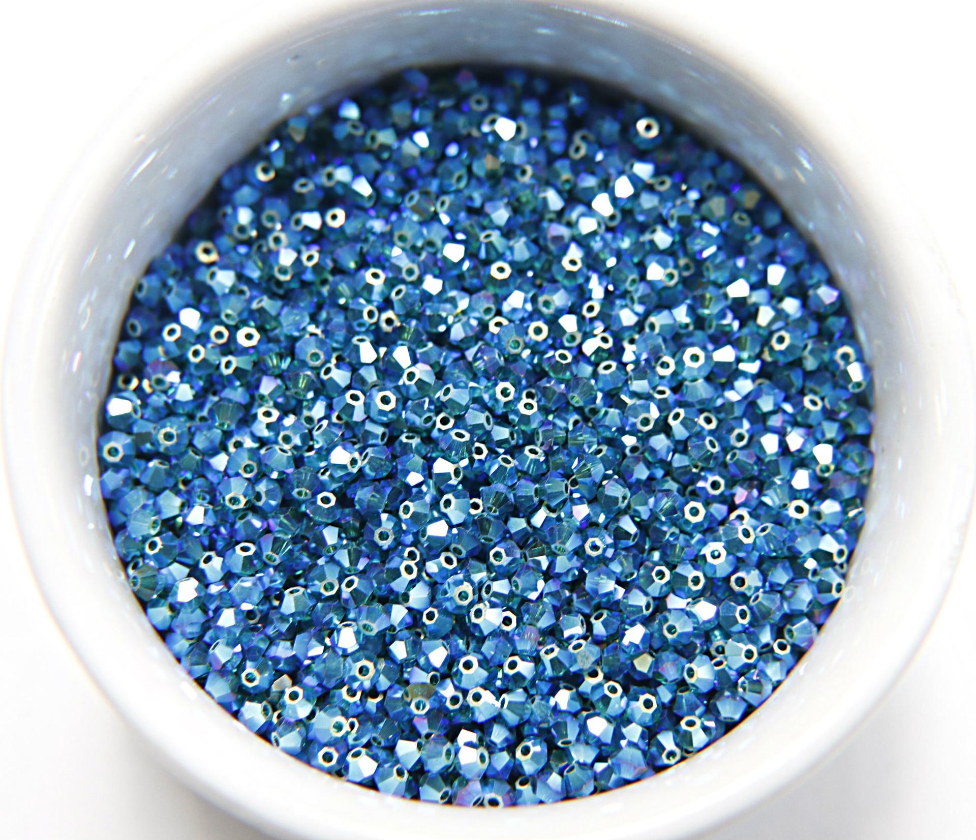 Swarovski (3/4mm) Emerald AB 2X FC Bicones 36/72/144/432/720 Pieces Jewelry making rainbow beads, embroidery materials, couture