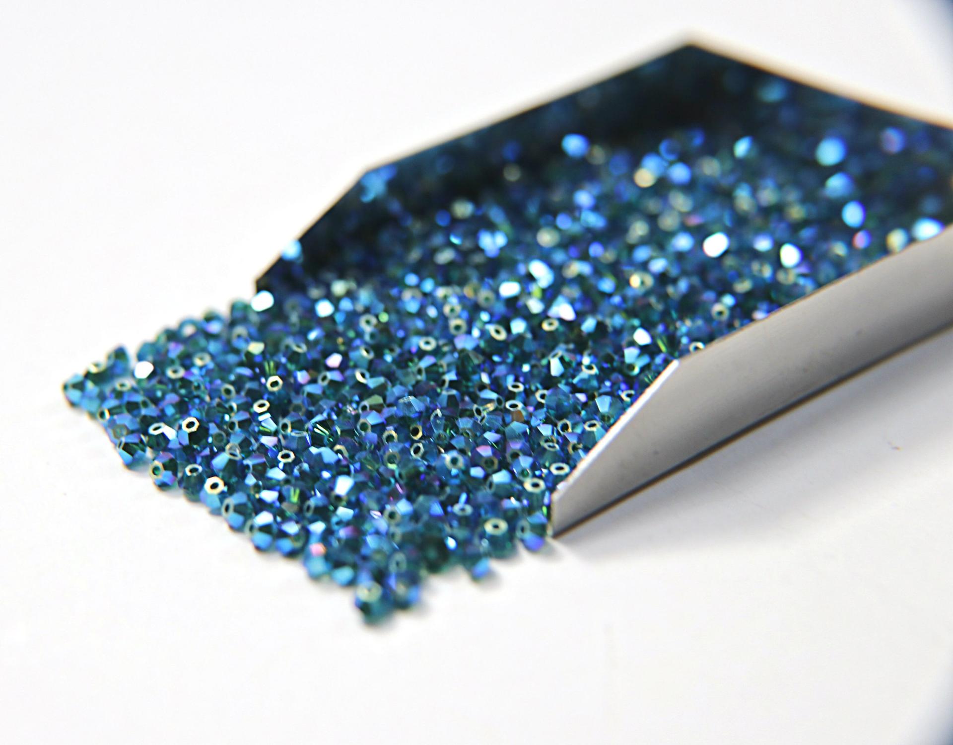 Swarovski (3/4mm) Emerald AB 2X FC Bicones 36/72/144/432/720 Pieces Jewelry making rainbow beads, embroidery materials, couture