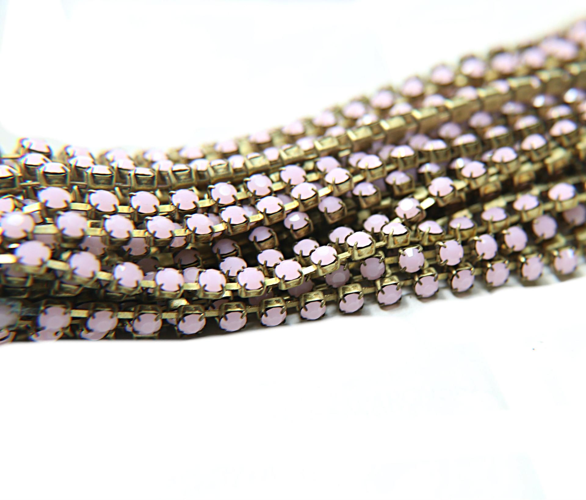 16SS Rhinestone Chain Swarovski in Rose Alabaster (293) 4mm 0.5/1/2/5/15 Meters jewelry making, embroidery materials, vintage findings, lace