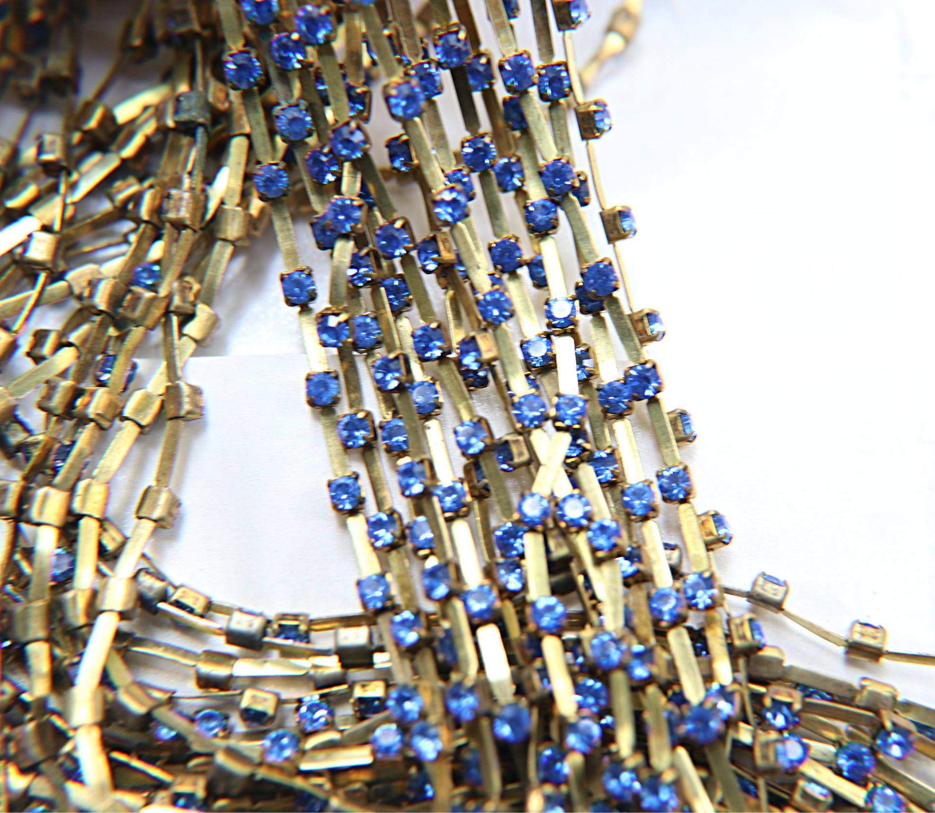 12 SS Vintage Fancy Rhinestone Chain Swarovski in Sapphire 3mm 0.5/1/2/5 Meters strass chains embroidery materials, wedding decorations