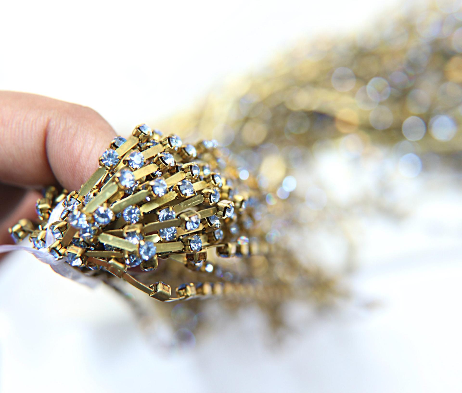 12 SS Vintage Fancy Rhinestone Chain Swarovski in Light Sapphire 3mm 0.5/1/2/5 Meters vintage findings, strass chains, craft supplies, rare