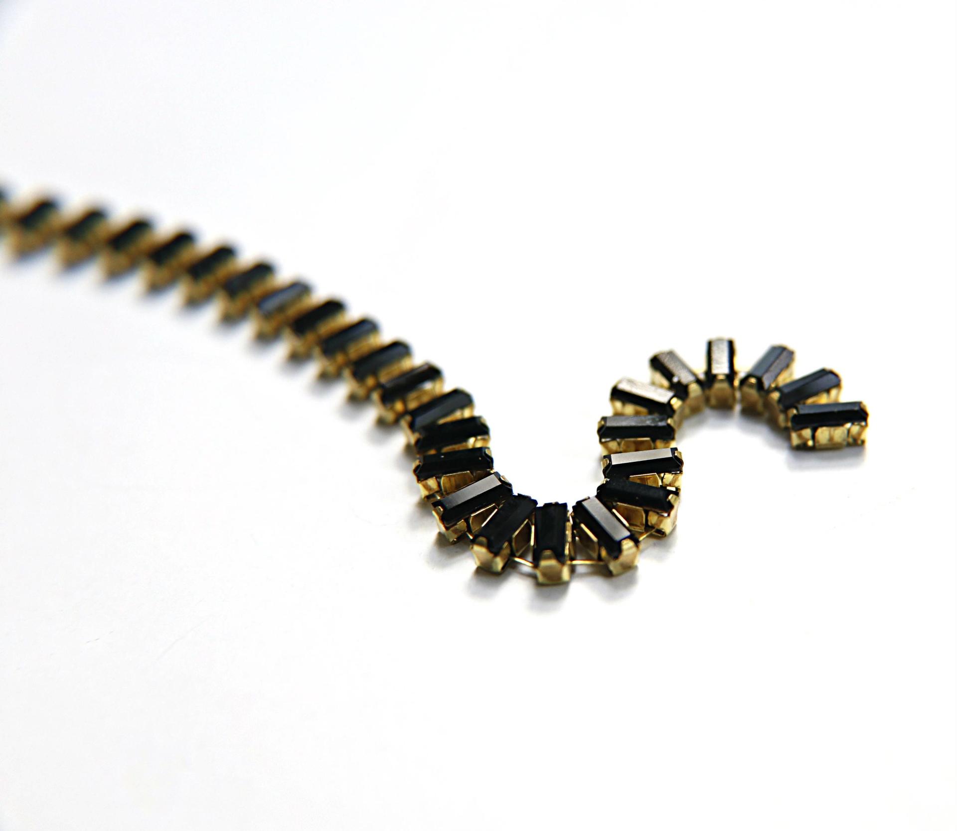Swarovski Snake Baguette chain 7x3 mm in JET (280) settings in Brass 0.5/1/2 Meters Wedding Bridal Supplies|Jewelry Making|Decoration