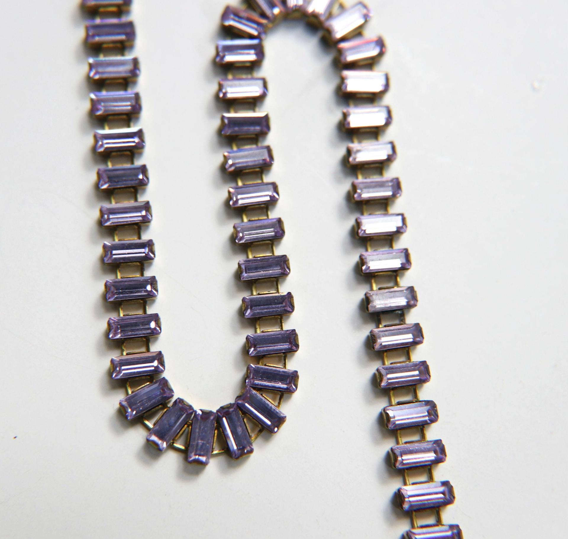 Swarovski Snake Baguette chain 7x3 mm in Violet (371) settings in Brass 0.5/1/2 Meters Wedding Bridal Supplies|Jewelry Making|Decoration