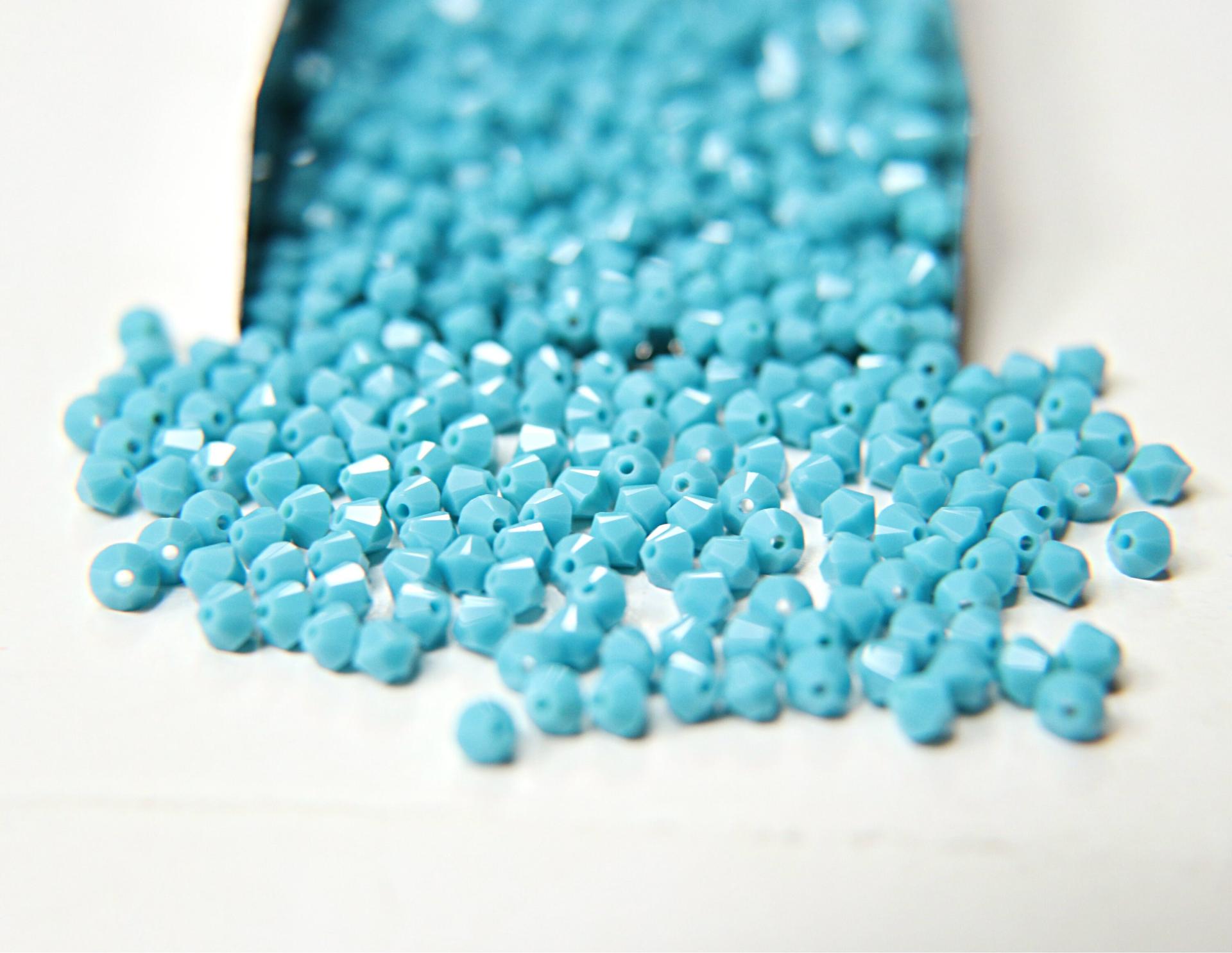 4/5mm Turquoise Swarovski Bicones rare beads 36/72/144/432/1000 Pieces (249) Rare findings, jewelry making, craft supplies, embellishment