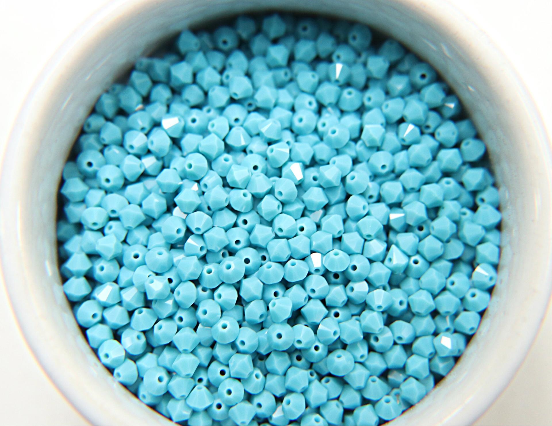 4/5mm Turquoise Swarovski Bicones rare beads 36/72/144/432/1000 Pieces (249) Rare findings, jewelry making, craft supplies, embellishment