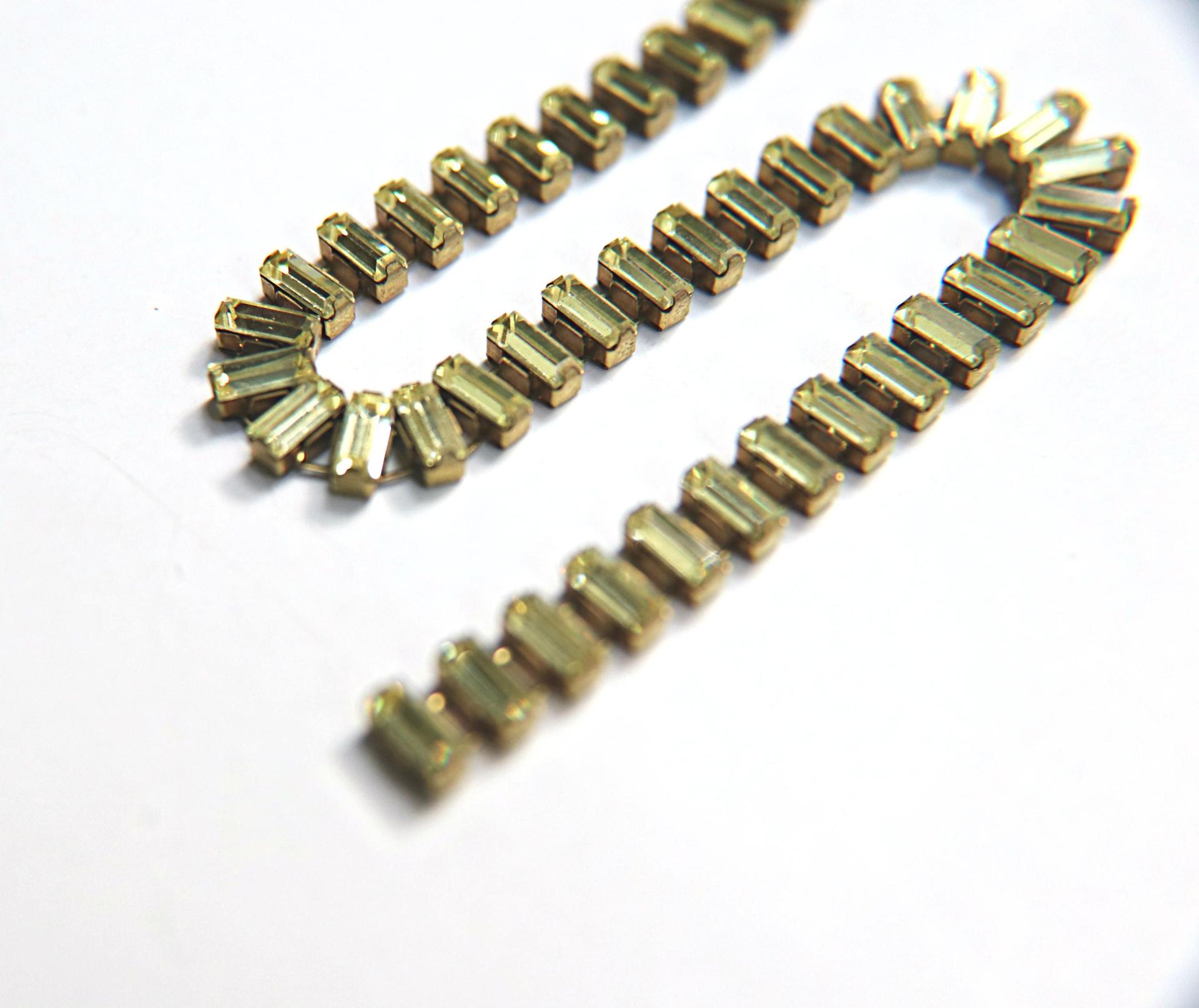 Swarovski Snake Baguette chain 7x3 mm in Jonquil (213) settings in Brass 0.5/1/2 Meters Wedding Bridal Supplies|Jewelry Making|Decoration