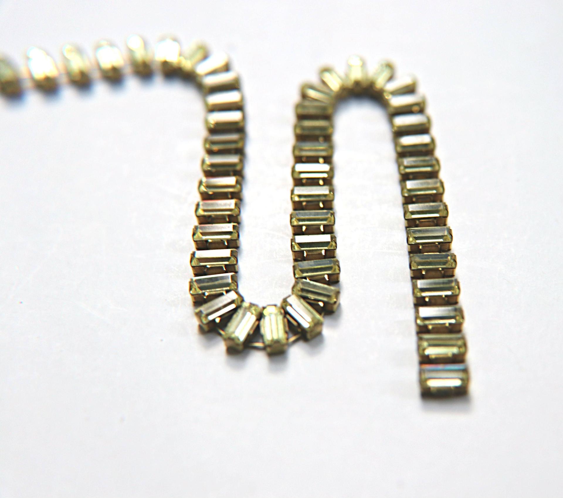 Swarovski Snake Baguette chain 7x3 mm in Jonquil (213) settings in Brass 0.5/1/2 Meters Wedding Bridal Supplies|Jewelry Making|Decoration