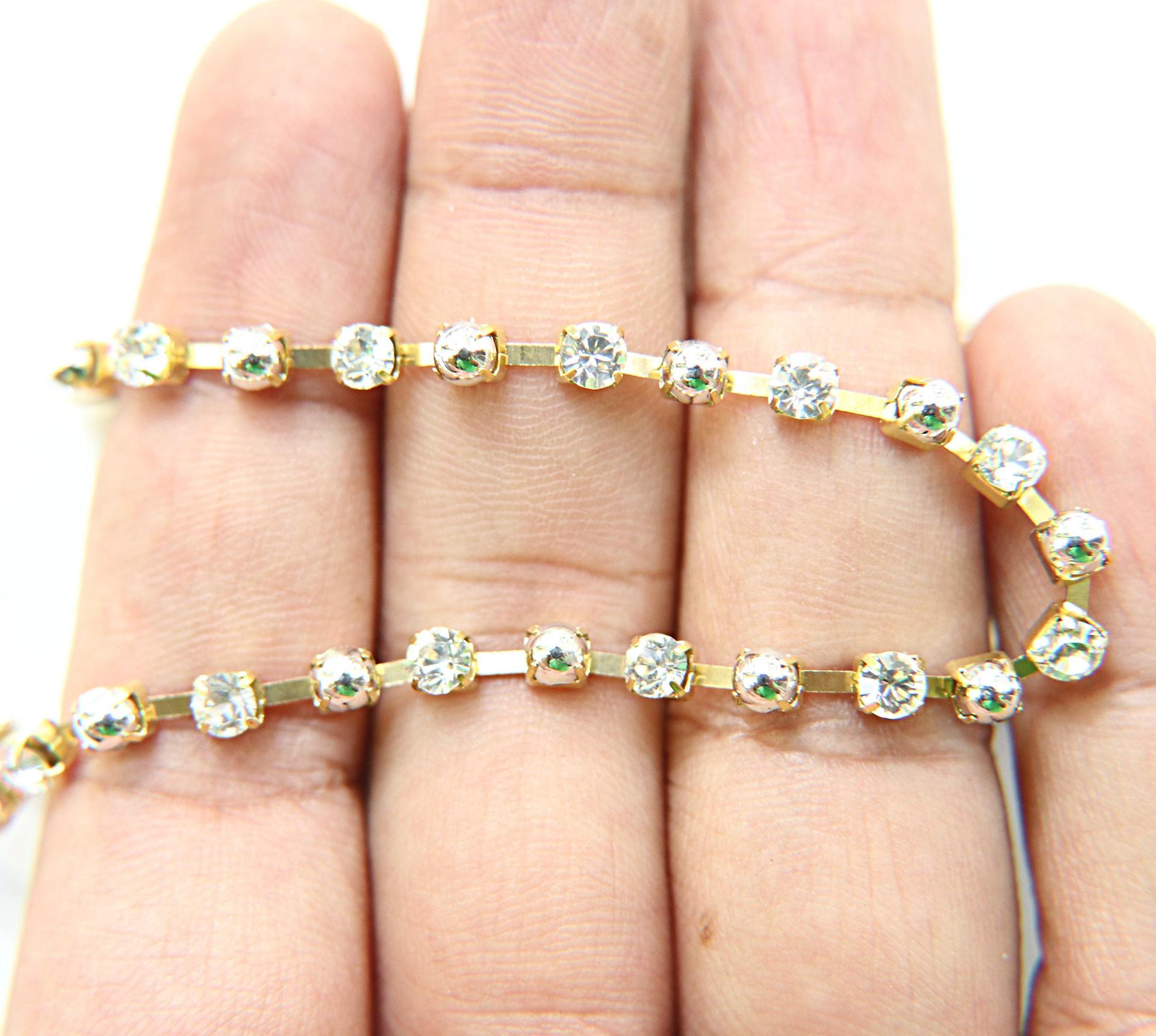 16ss Vintage Swarovski Rhinestone Chain in Crystal and Silver Pearls (4mm) 0.5/1/2/5/15 Meters Wedding Bridal Supplies|Decoration