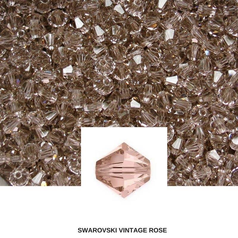 4mm Vintage Rose Swarovski Bicone crystal Beads 36/72/144/432/720 Pieces (319) embroidery beads, couture beading
