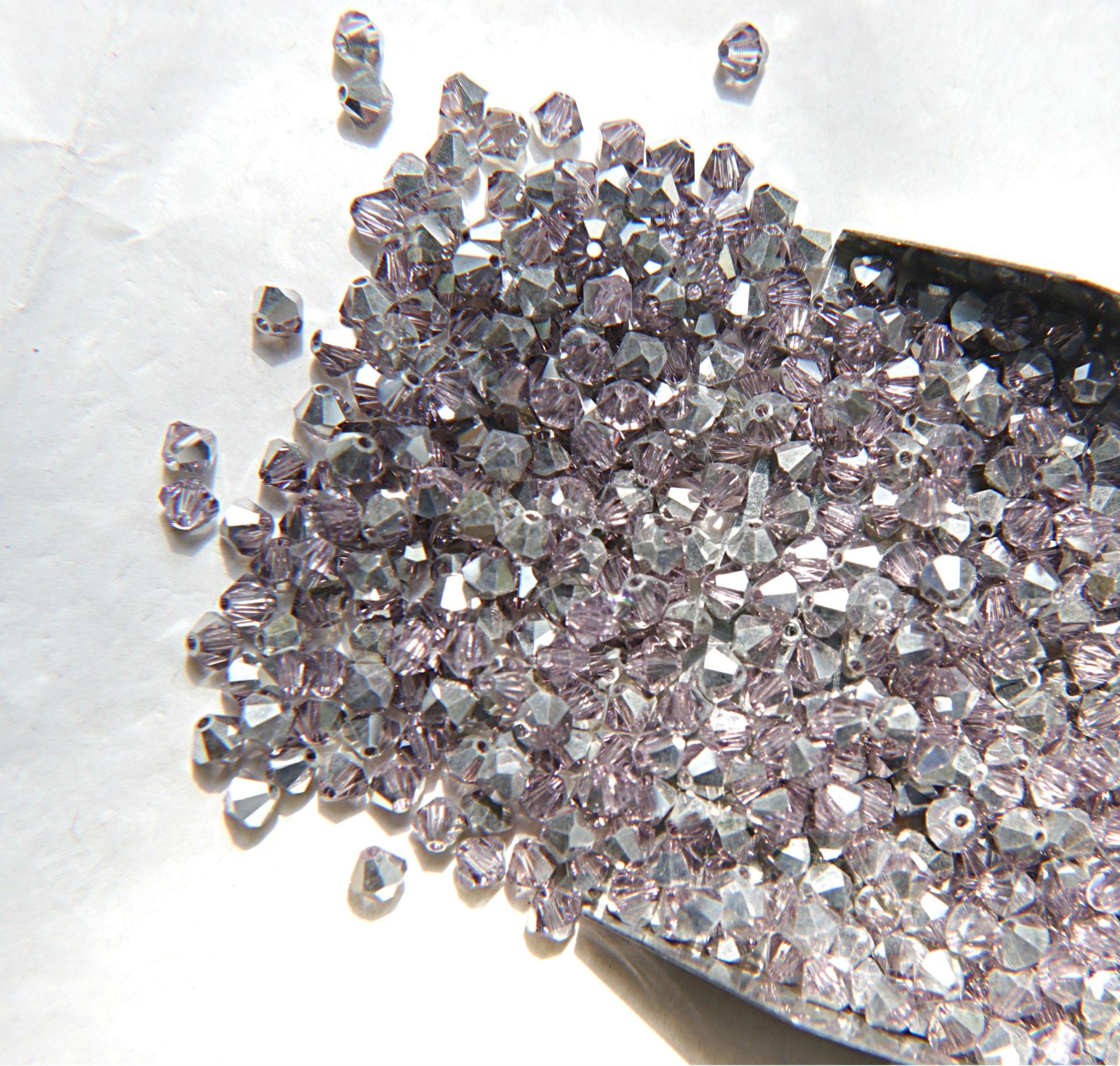 Swarovski (4mm) Light Amethyst Comet Argent Light Bicones Beads 36/72/144/432/720 Pieces embroidery materials, rare jewelry findings