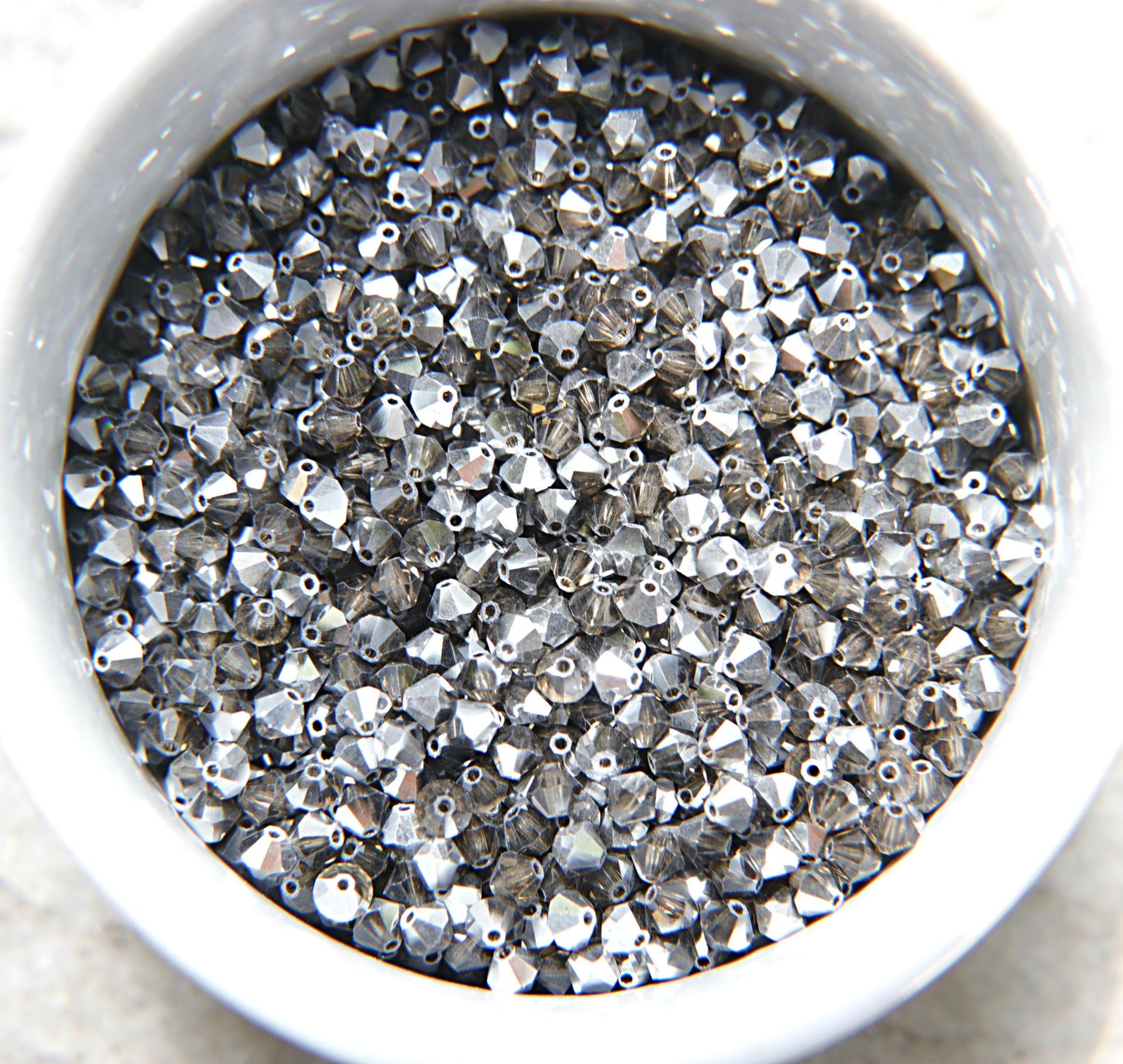 Swarovski (4mm) Smoky Quartz Comet Argent Light Bicones Beads 36/72/144/432/720 Pieces embroidery materials, rare jewelry findings