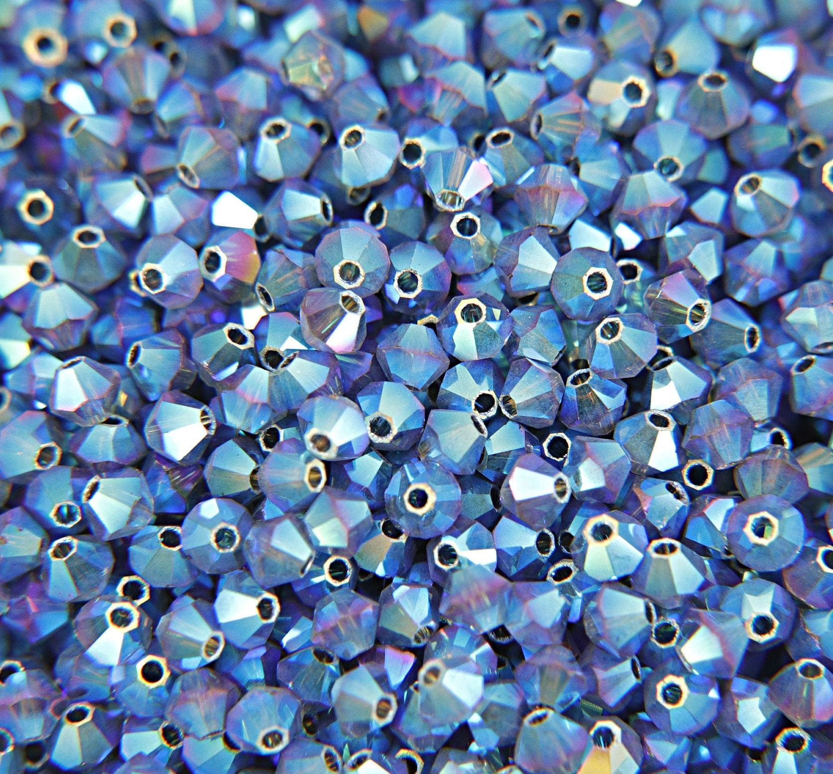Swarovski (4mm) Montana AB 2X FC Bicones Rainbow Beads 36/72/144/432/720 Pieces (207) embroidery materials, embellishments couture