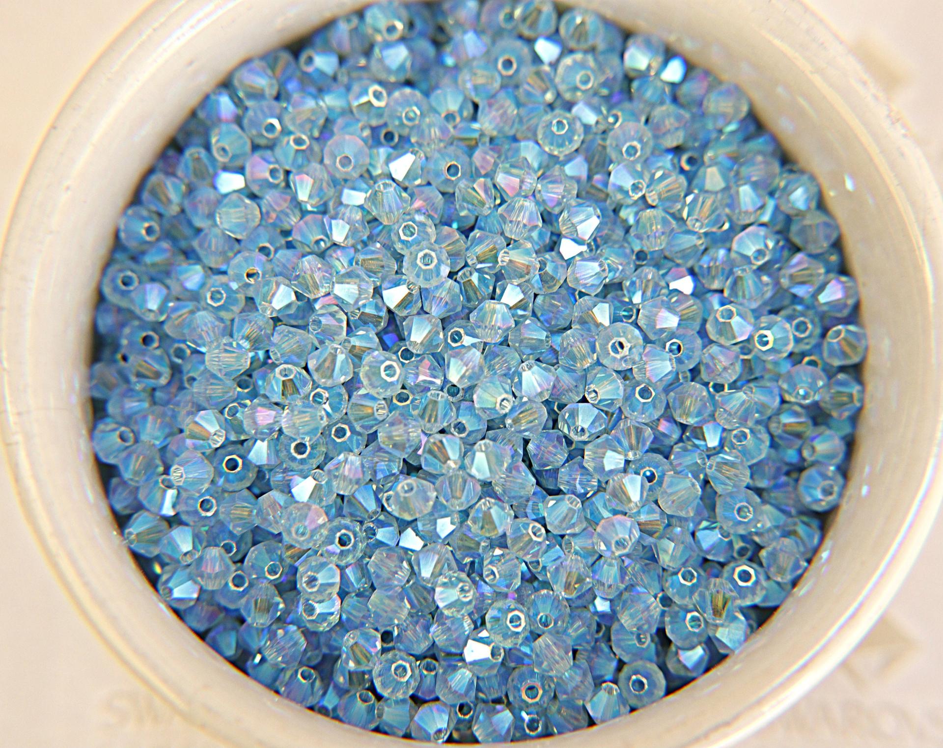 Swarovski (3/4mm) Aquamarine AB 2X FC Bicones Beads Rainbow 36/72/144/432/720 Pieces (202), embellishments couture, jewelry making