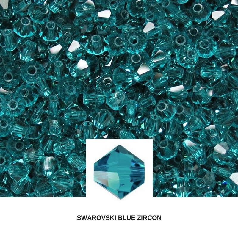 4/5 mm Blue Zircon Swarovski Bicone BEADS 12/36/72/144/432/720 Pieces, jewelry findings, embroidery beads