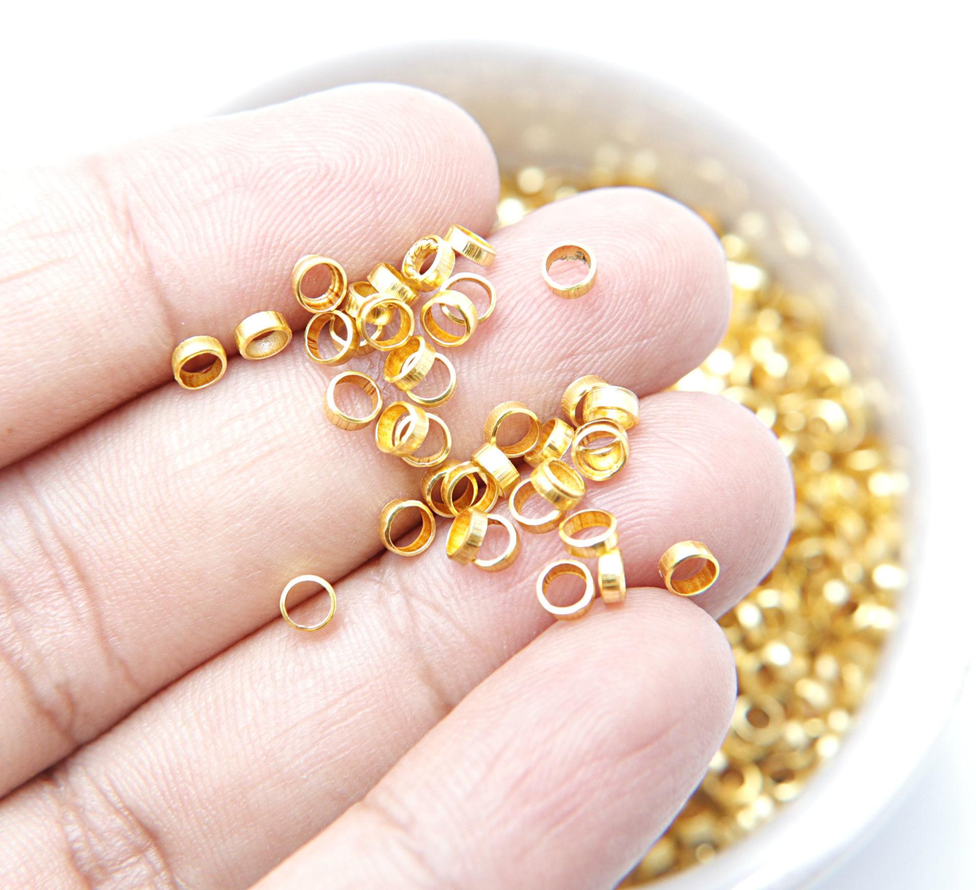 Gold Plated Tube Beads 5/10/100/500 Grams 2.5/3/3.6mm PREMIUM Haute Couture Embroidery materials