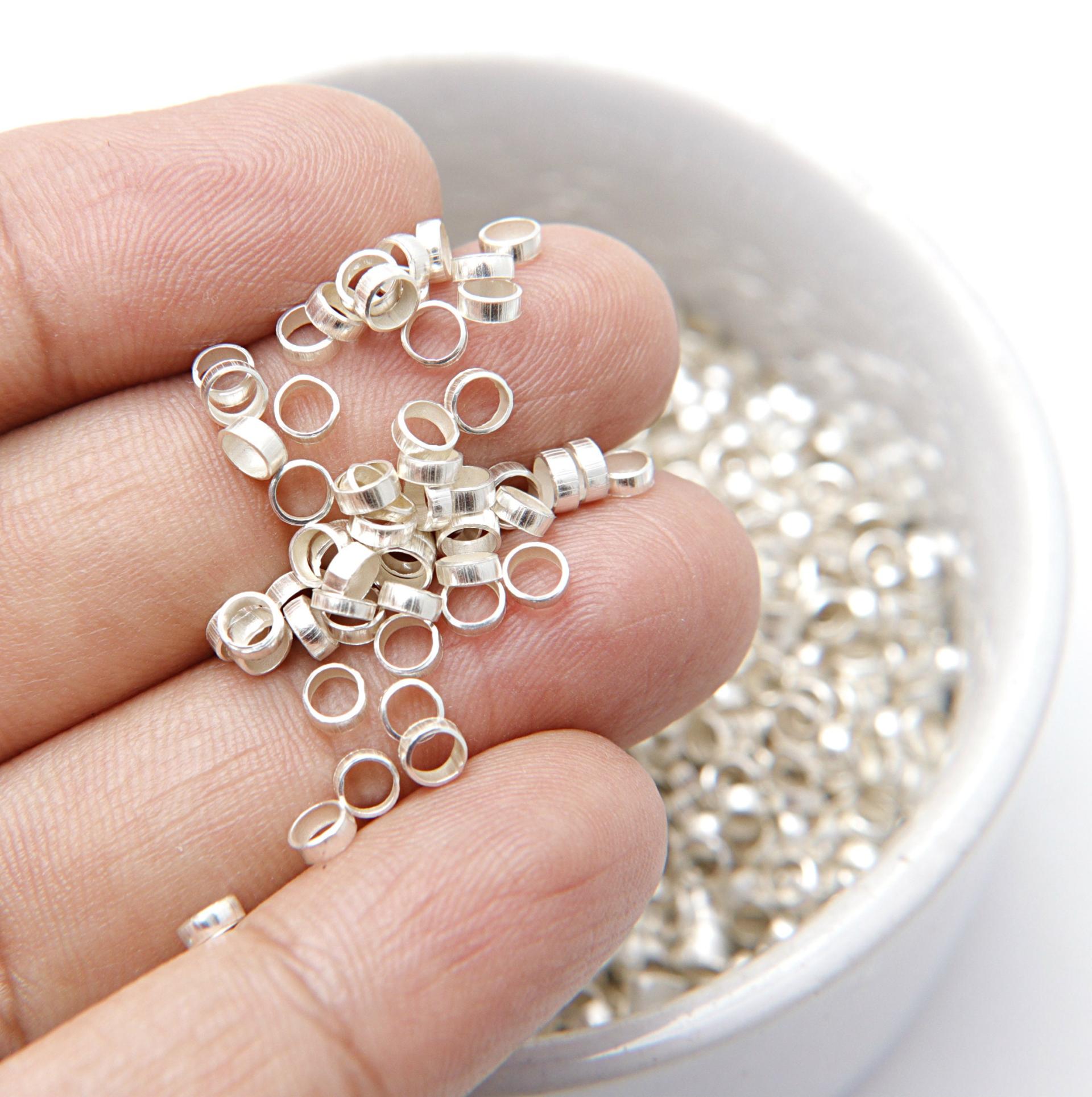 Silver Plated Tube Beads 5/10/100/500 Grams 2.5/3/3.6mm Haute Couture Embroidery