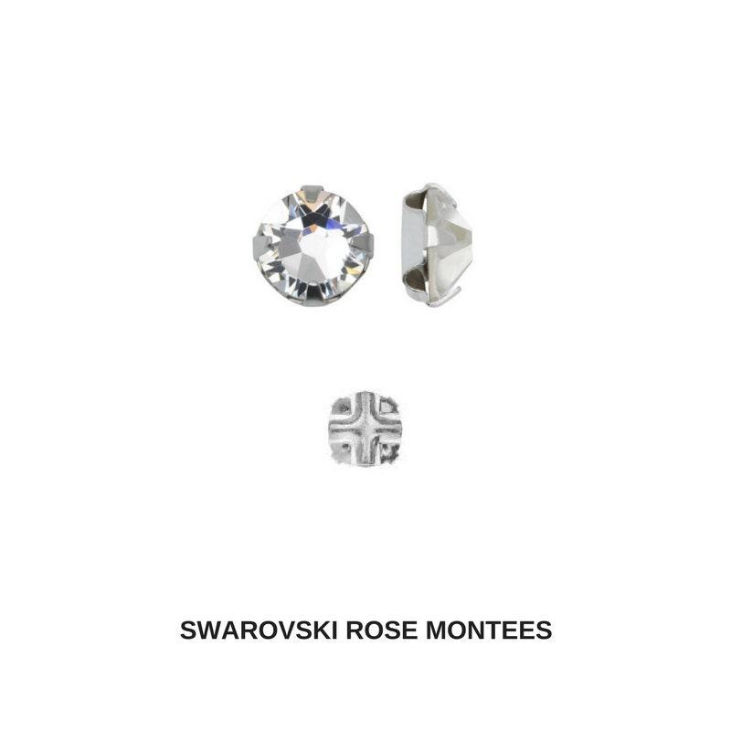 16ss Clear Flatback Swarovski Rose Montees, 4mm Silver Plated Mounted Rose Montees in colors sewon embroidery materials tailoring wedding