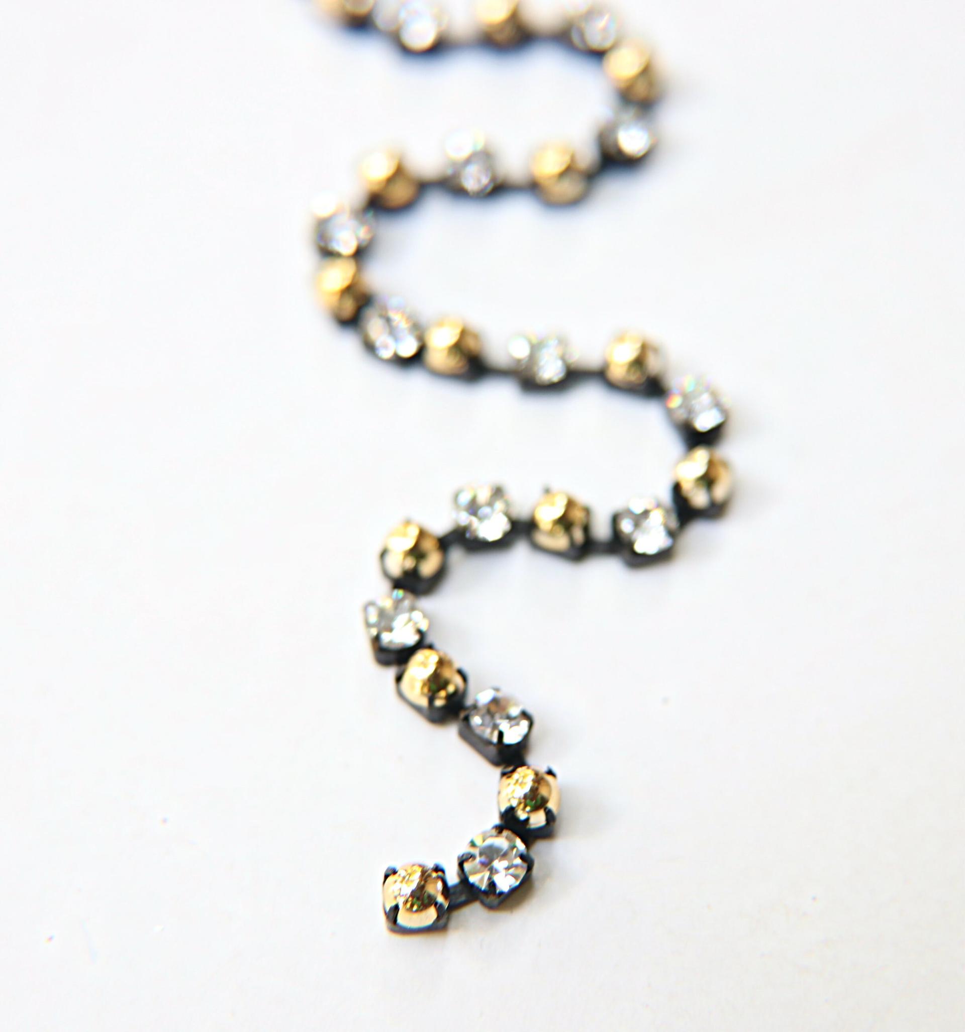 16ss Vintage Swarovski Rhinestone Chain in Crystal and Gold Pearls (4mm) 0.5/1/2/5/15 Meters Wedding Bridal Supplies|Jewelry|Decoration
