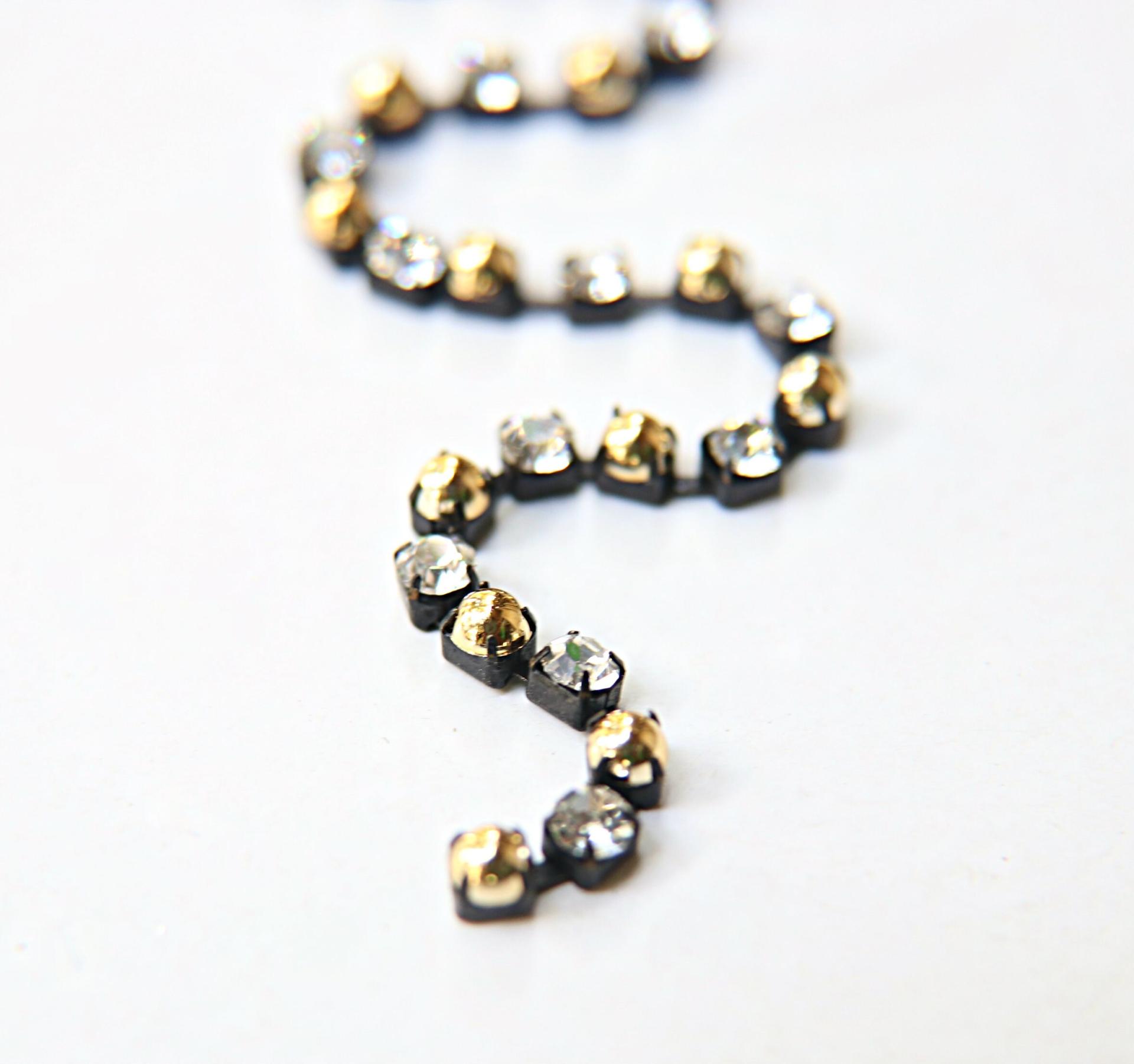 16ss Vintage Swarovski Rhinestone Chain in Crystal and Gold Pearls (4mm) 0.5/1/2/5/15 Meters Wedding Bridal Supplies|Jewelry|Decoration