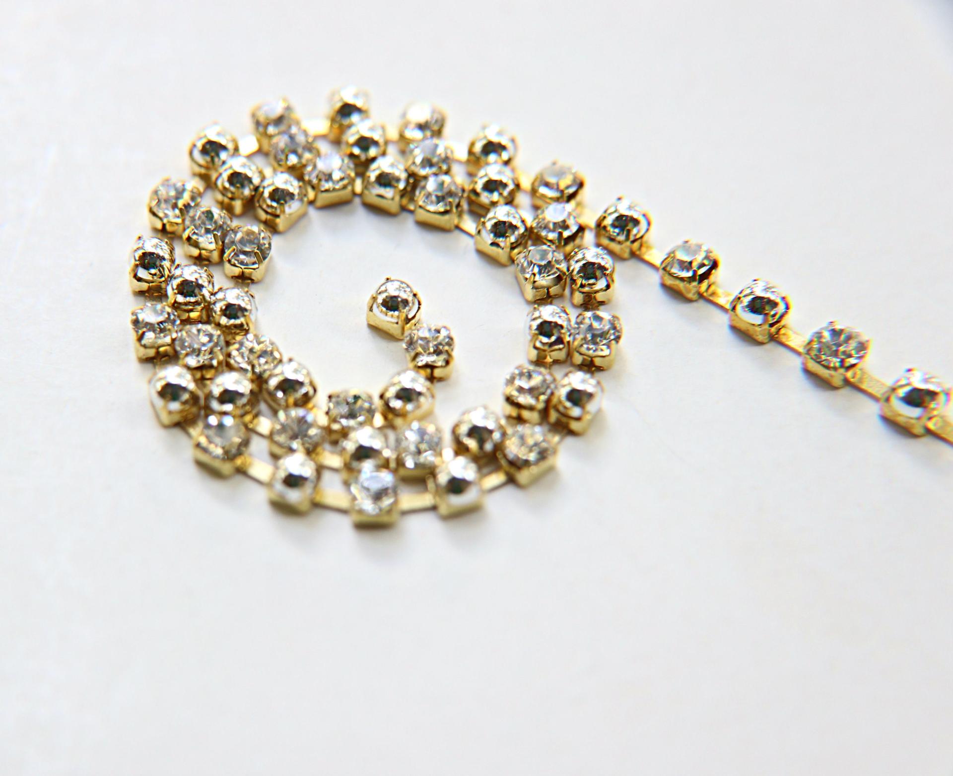 16ss Vintage Swarovski Rhinestone Chain in Crystal and Silver Pearls (4mm) 0.5/1/2/5/15 Meters Wedding Bridal Supplies|Decoration